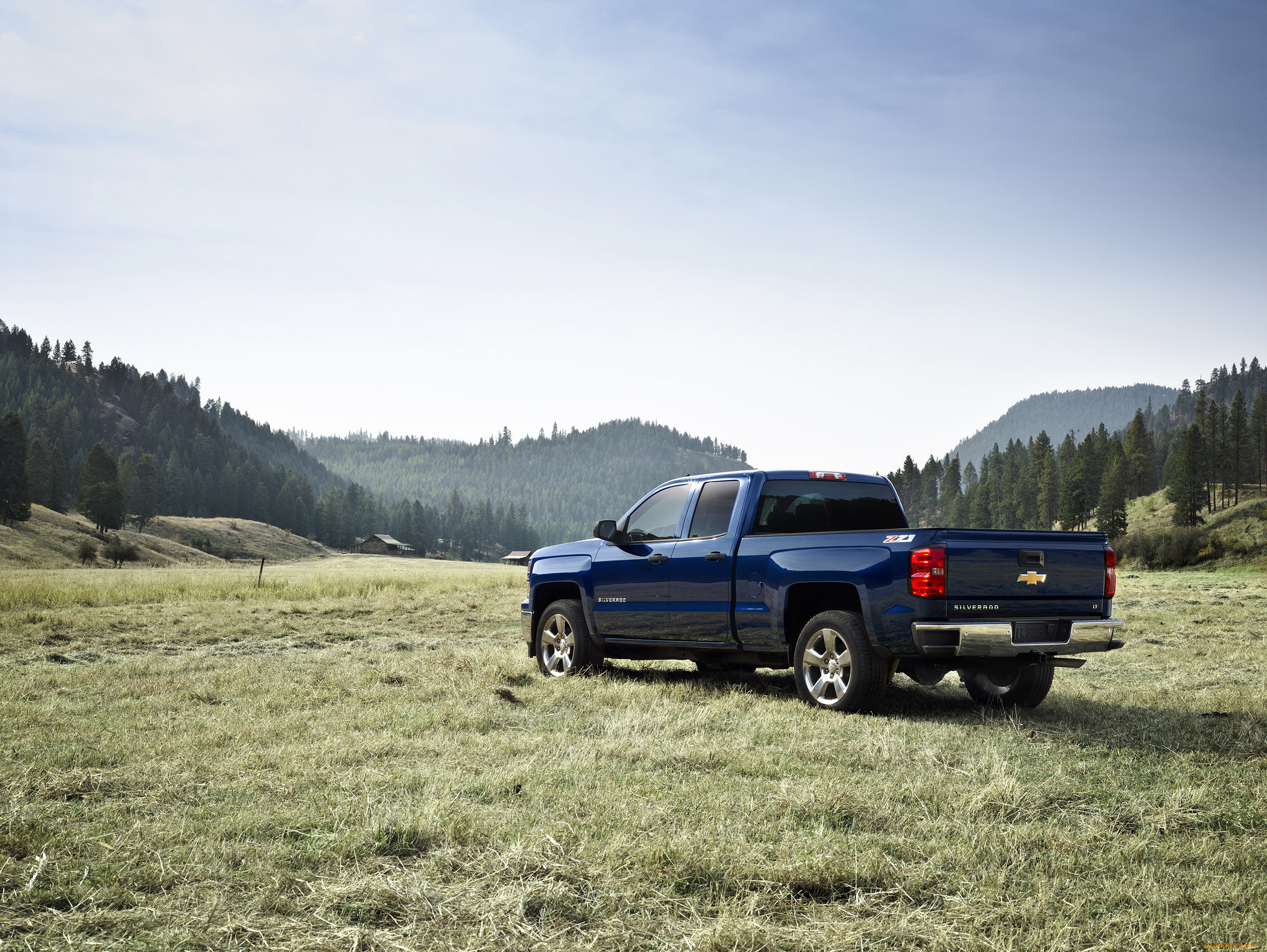 2014, chevrolet, silverado, lt, z71, автомобили, поле, горы