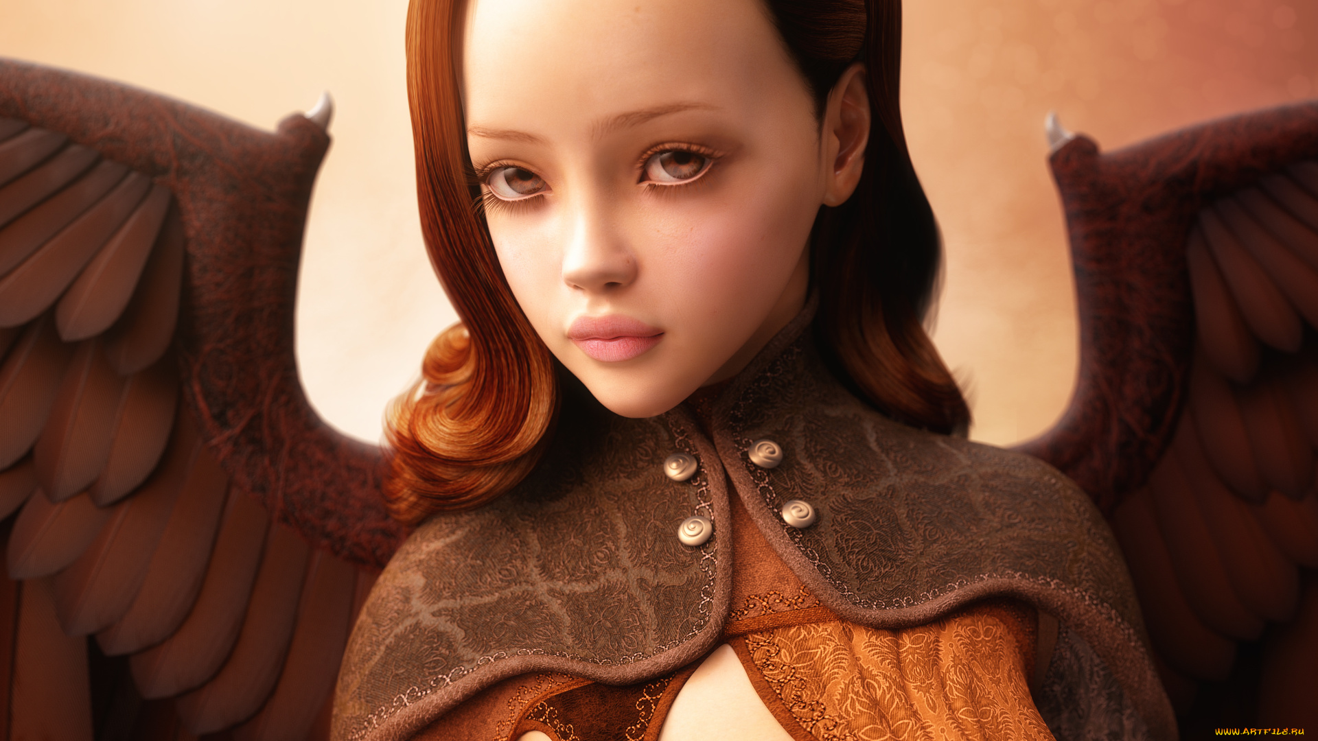 3д, графика, ангел, , angel, фон, ангел, взгляд, девушка