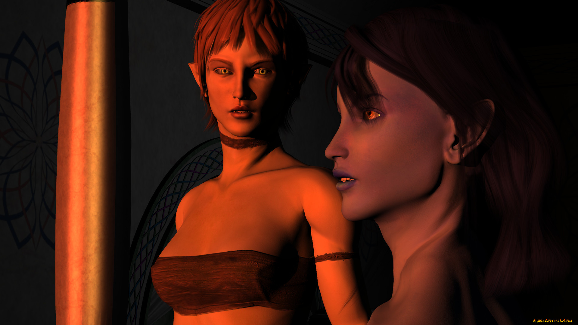 3д, графика, эльфы, , elves, фон, эльфийка, взгляд, девушка