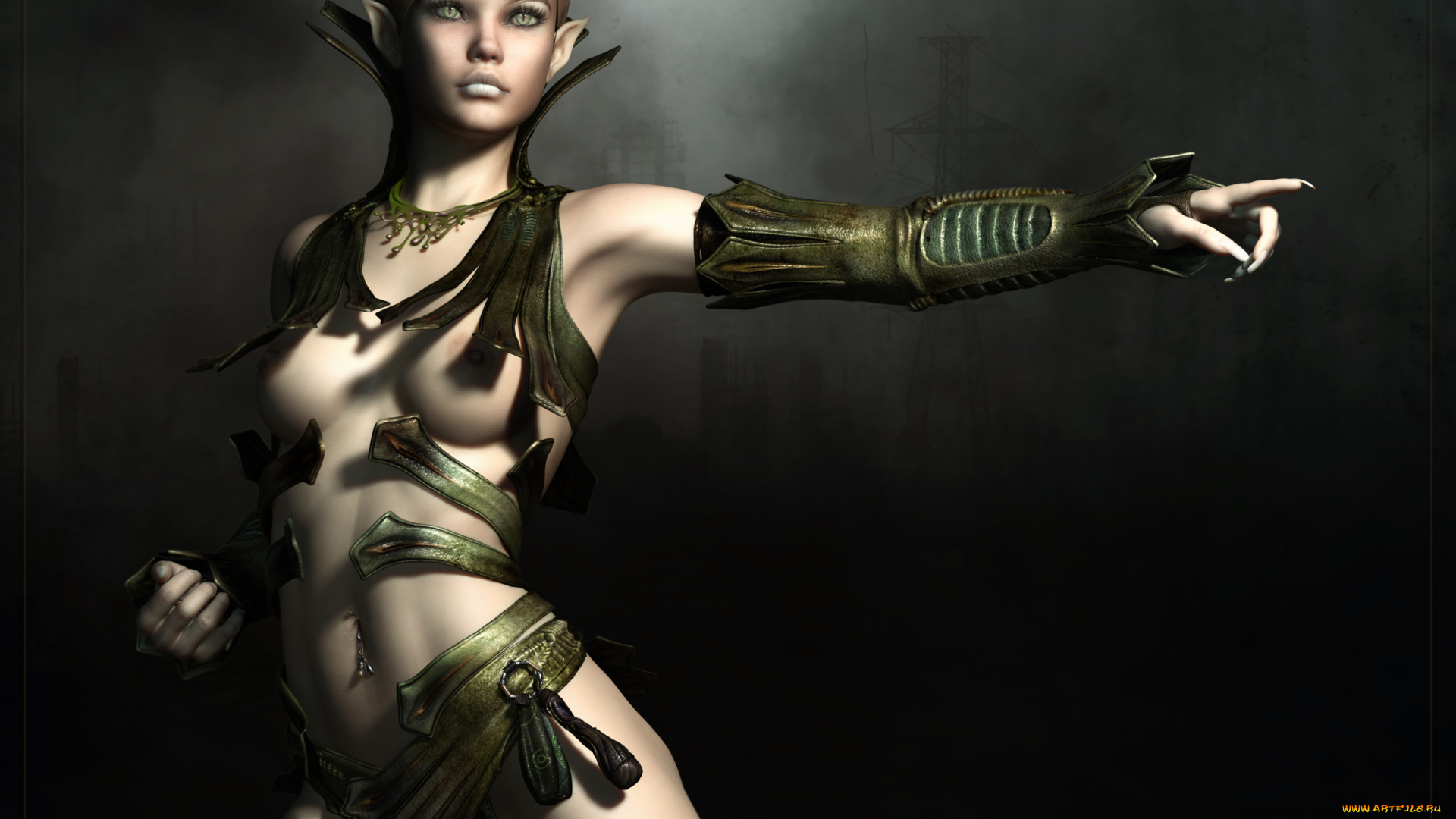 3д, графика, эльфы, , elves, жест, взгляд, эльфийка