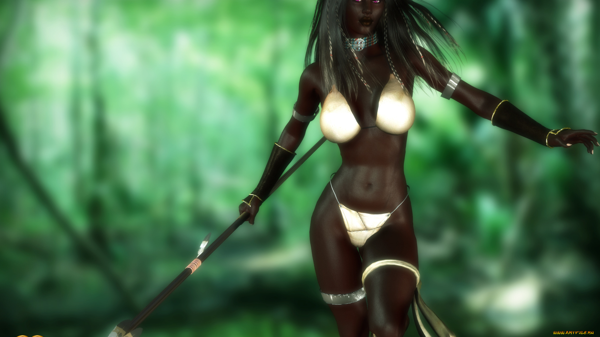 3д, графика, фантазия, , fantasy, копье, взгляд, девушка