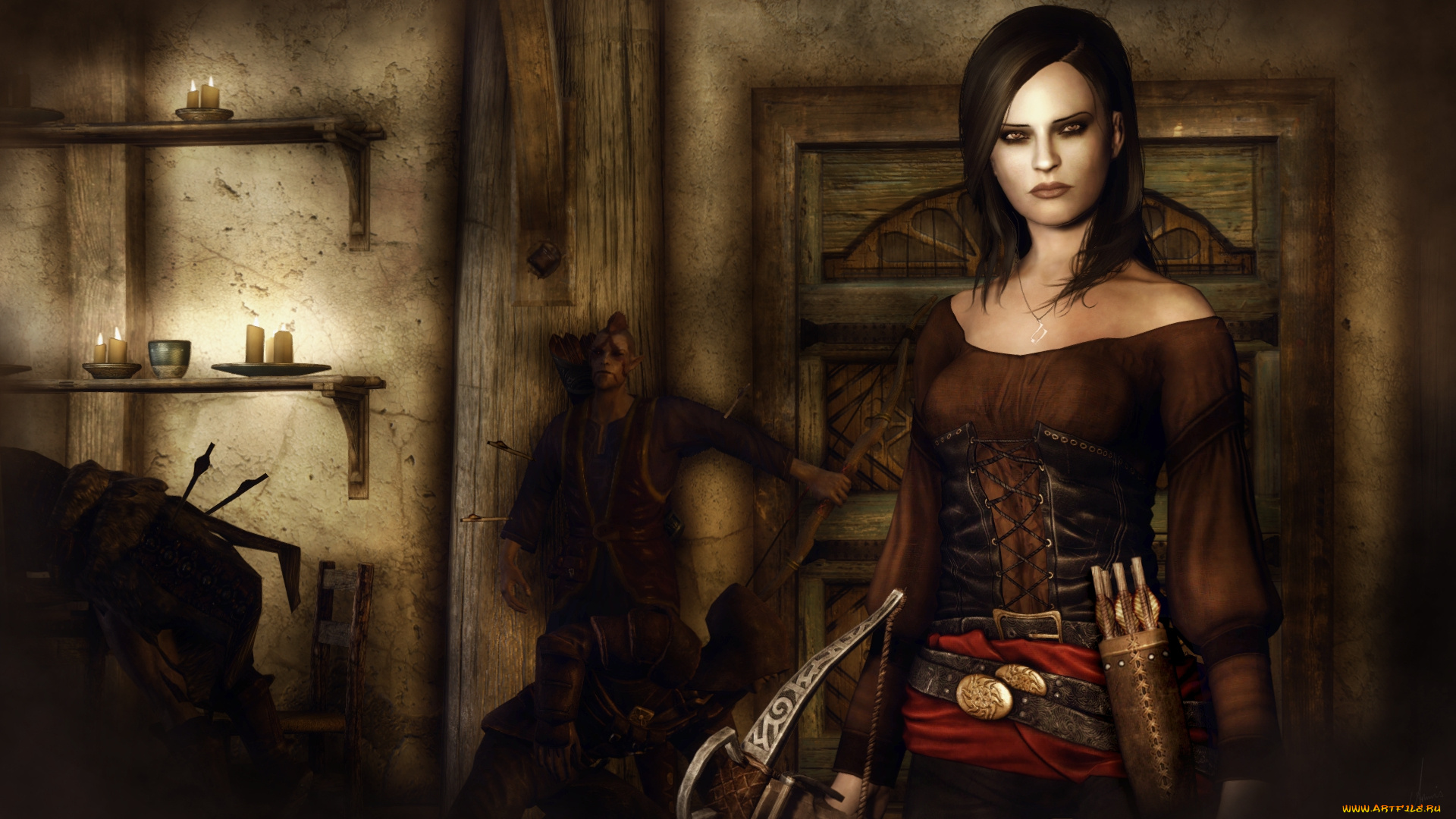 3д, графика, фантазия, , fantasy, лук, взгляд, девушка