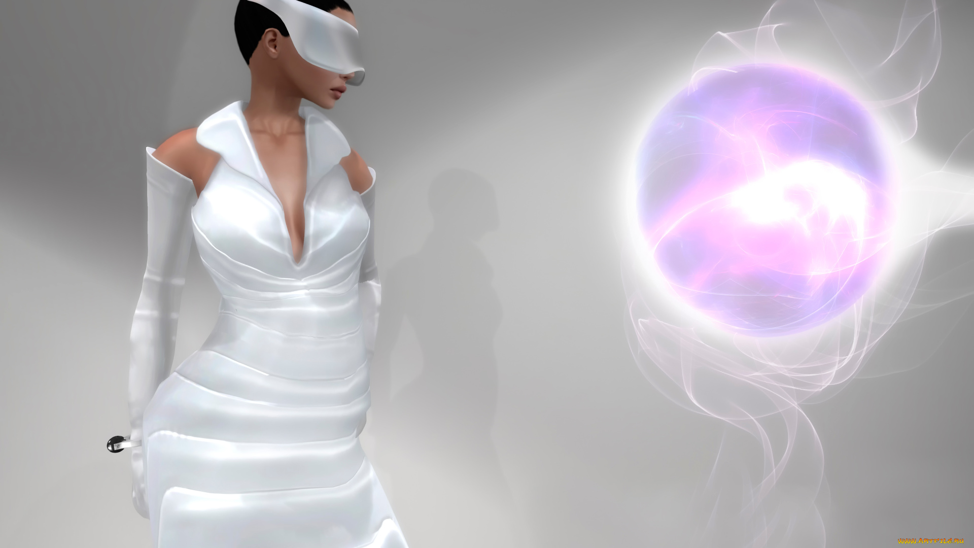 3д, графика, фантазия, , fantasy, рендер, девушка, сфера