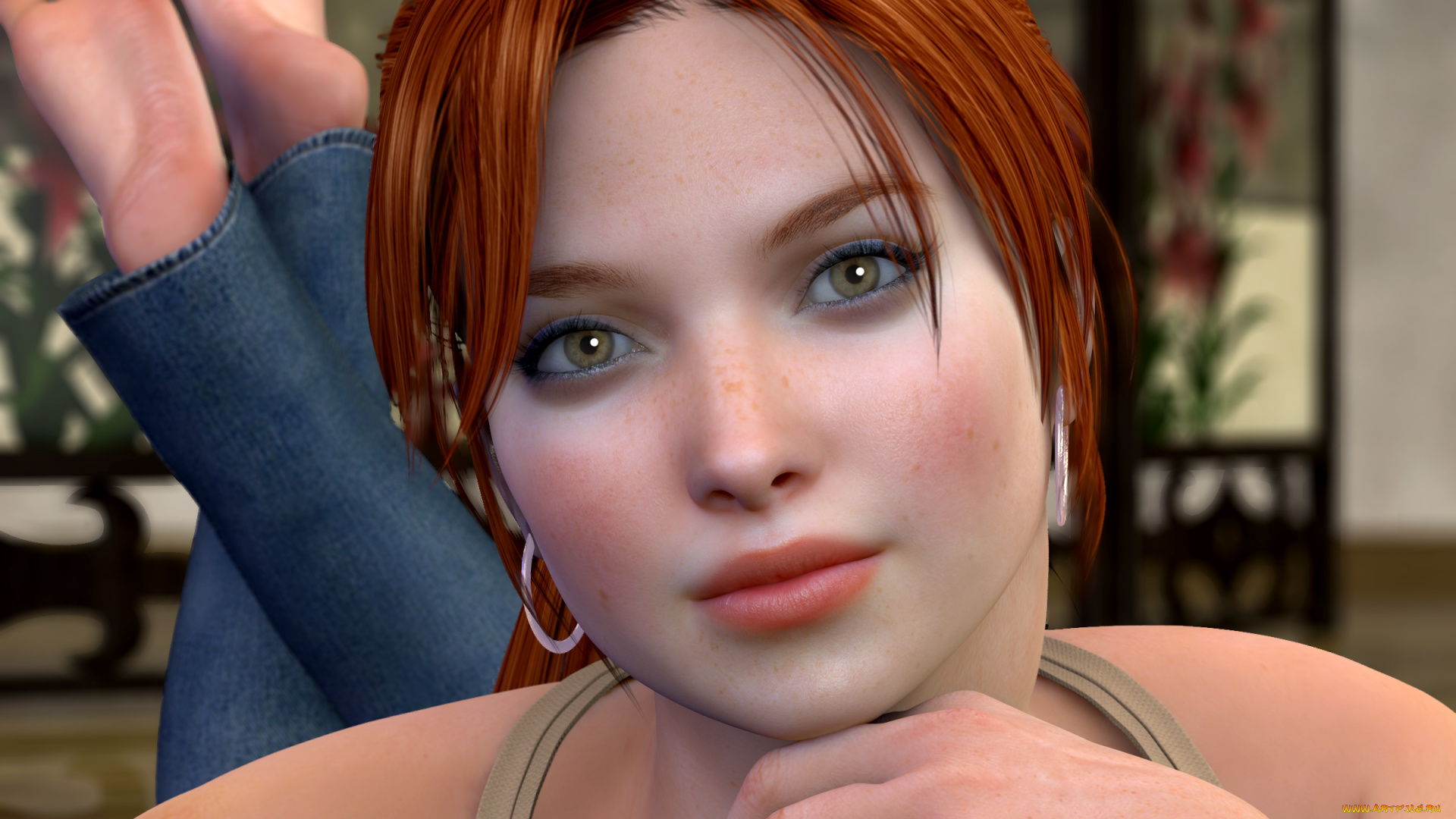 3д, графика, люди, , people, девушка, взгляд, рыжая