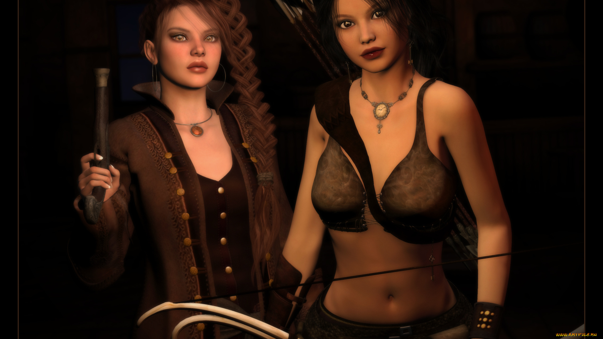 3д, графика, люди, , people, оружие, взгляд, девушки