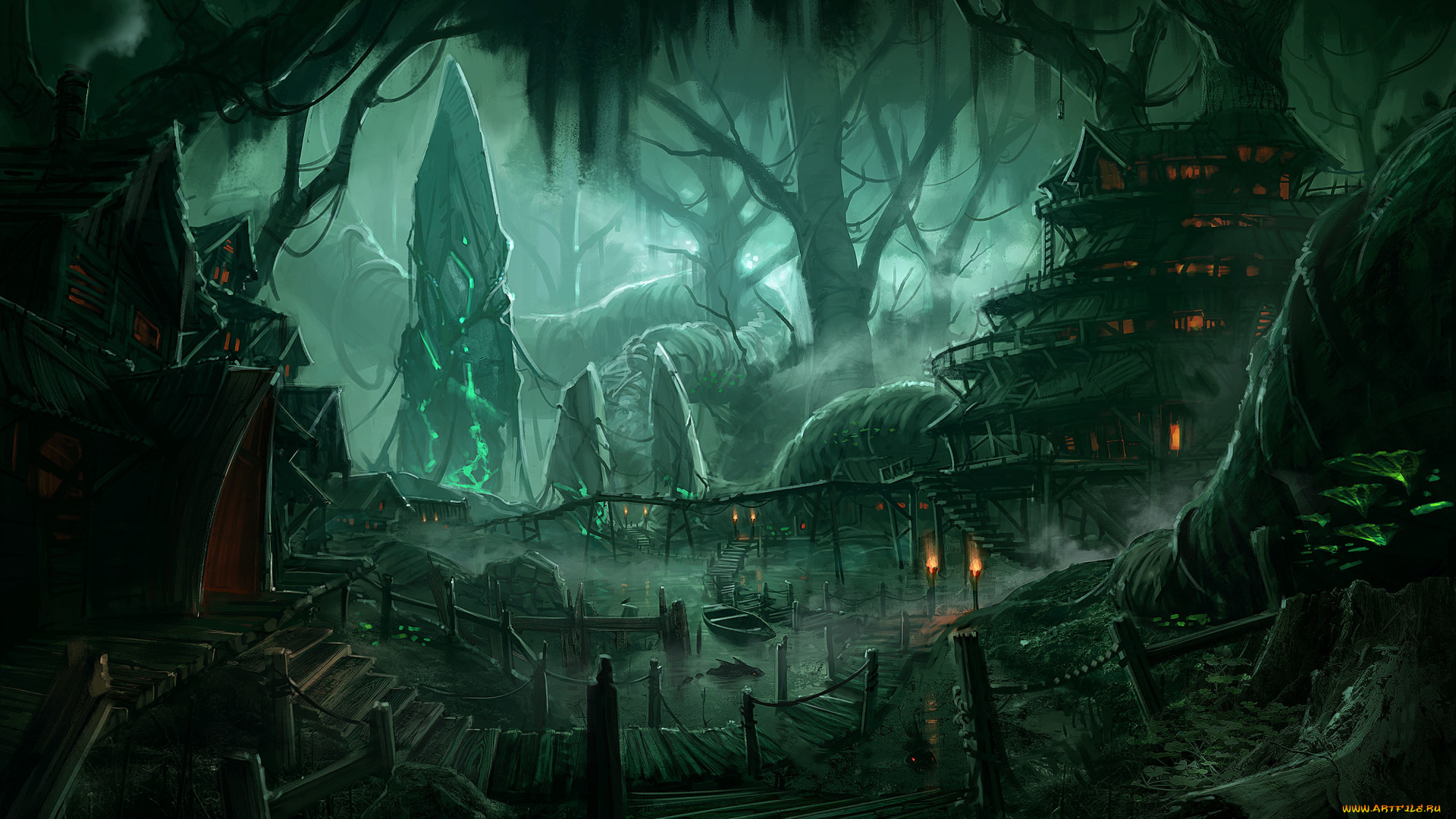 фэнтези, иные, миры, , иные, времена, мир, иной, лес, обелиск, жилье, поселение, пристань