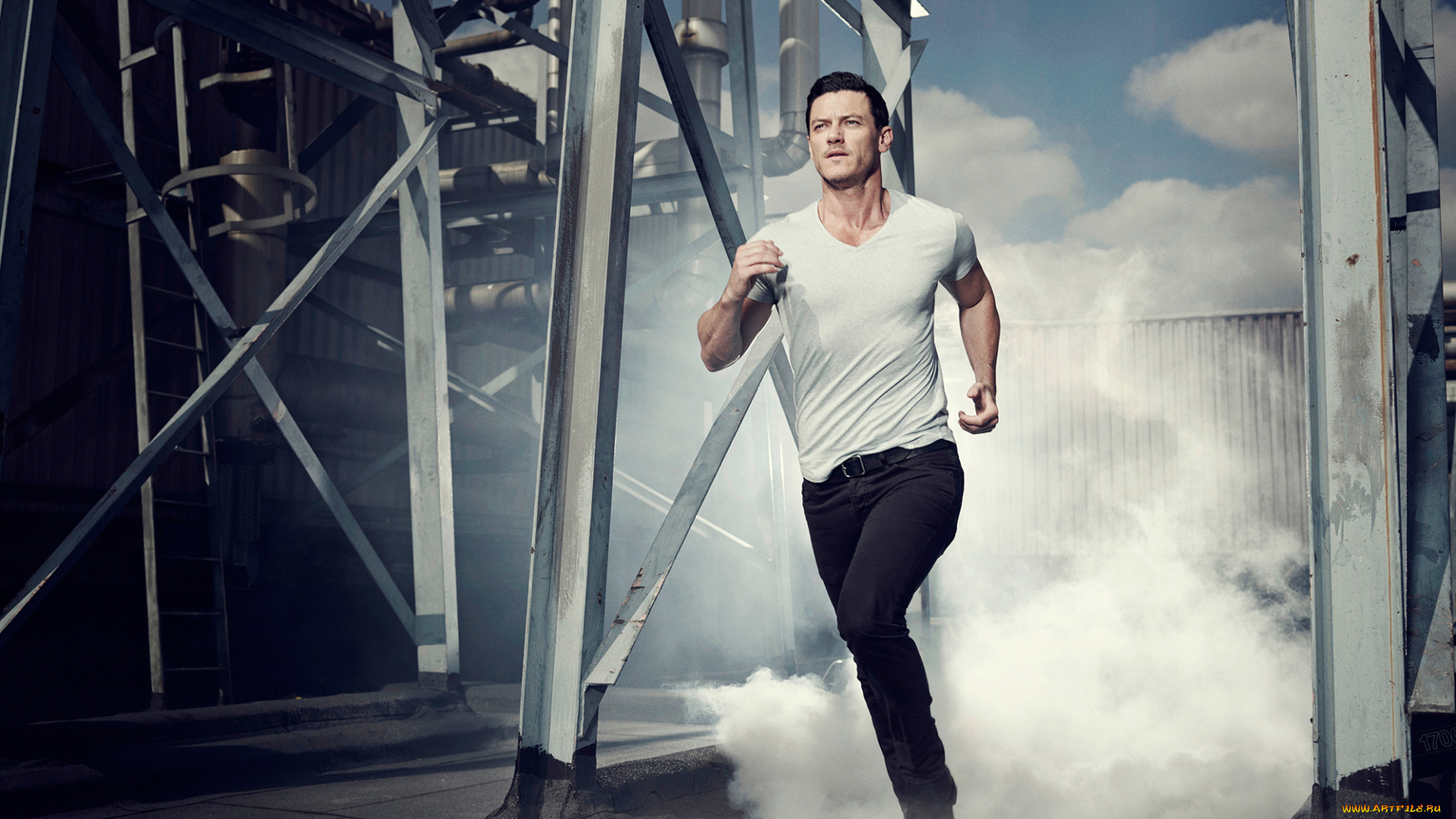 мужчины, luke, evans, бежит, люк, эванс, фотосессия, арматура, пар, luke, evans