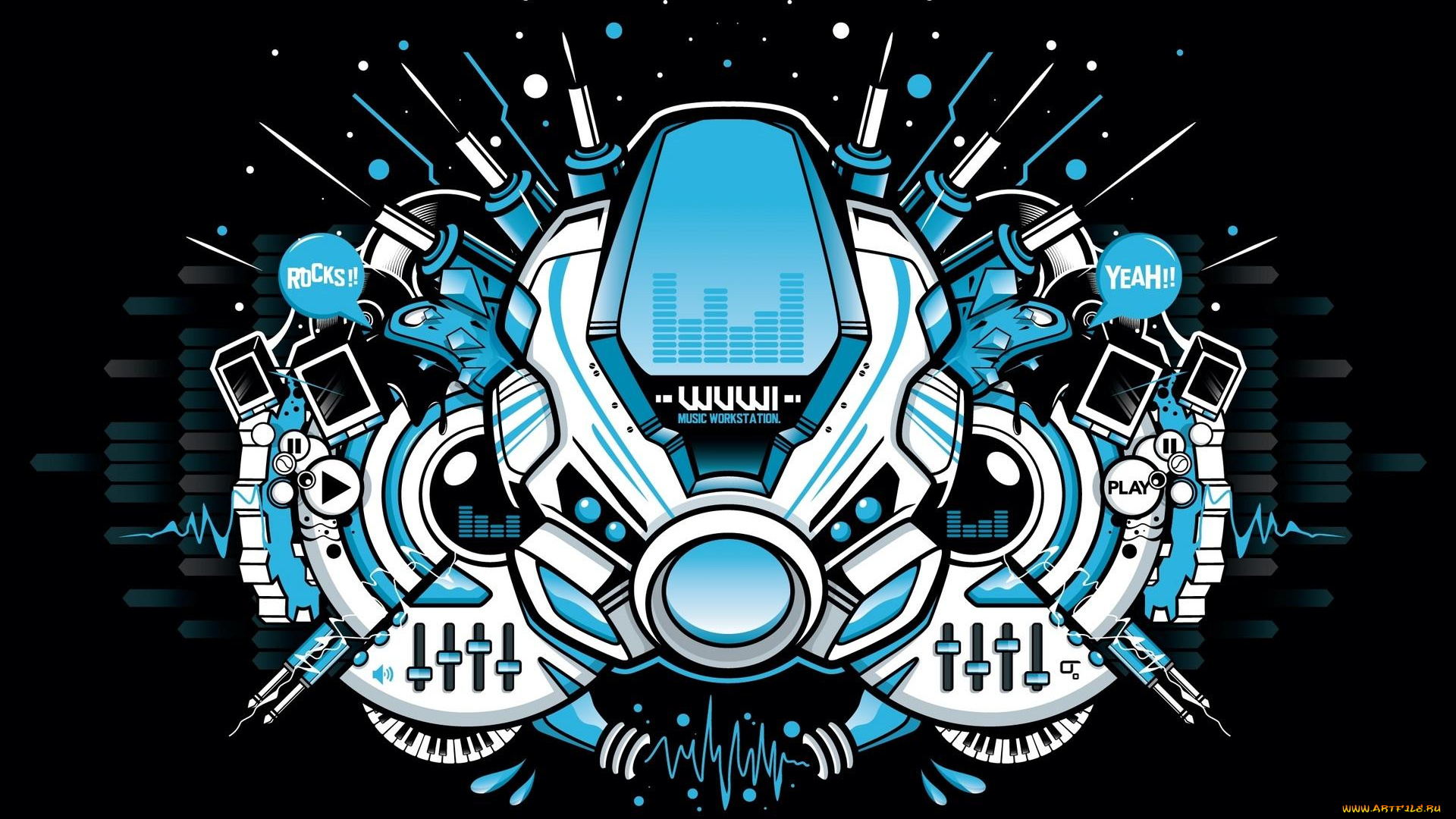 векторная, графика, другое, колонки, звук, механизм, клавиши, эквалайзер