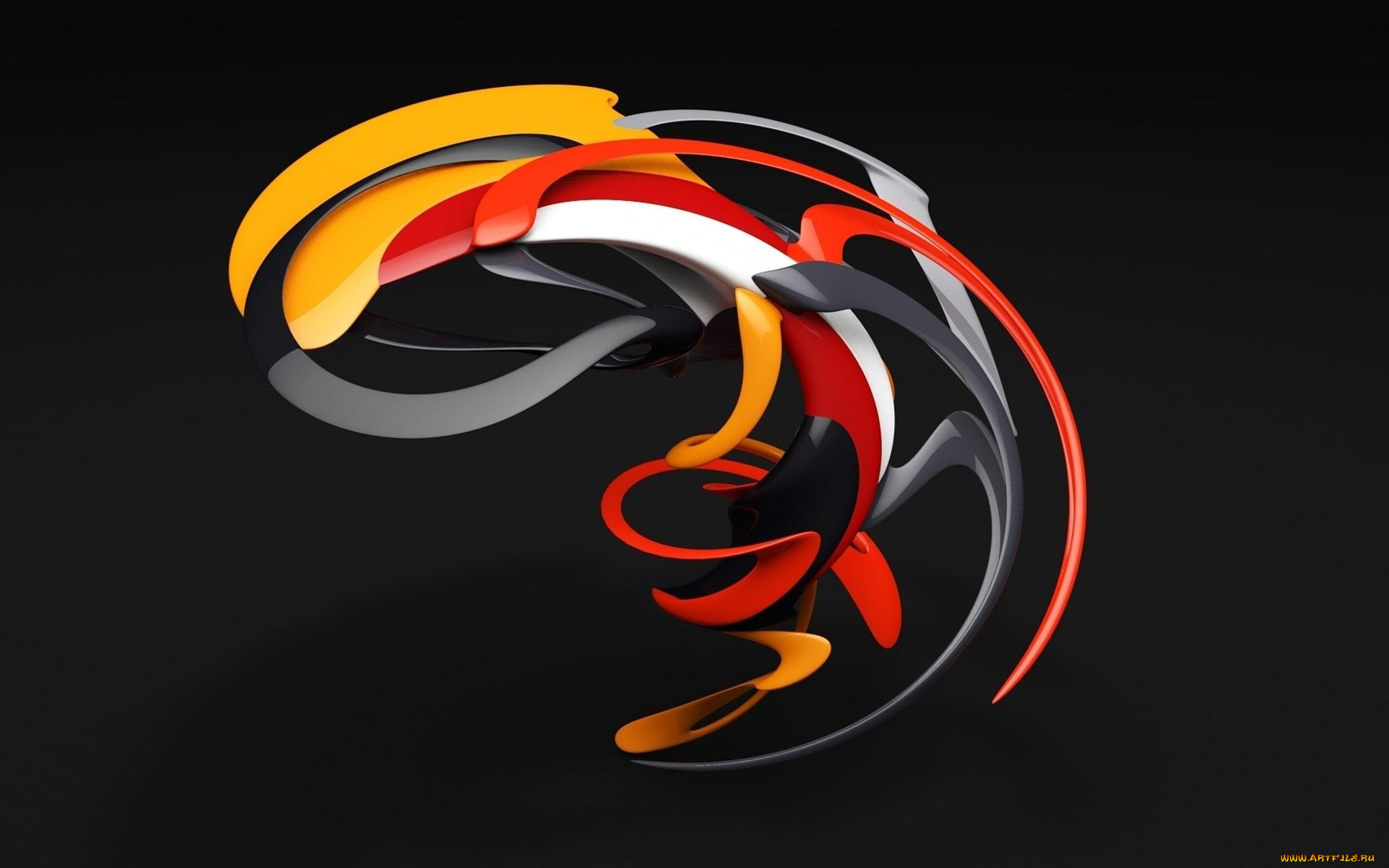 3д, графика, абстракция, , abstract, загогулина, цвета, фигура, яркость