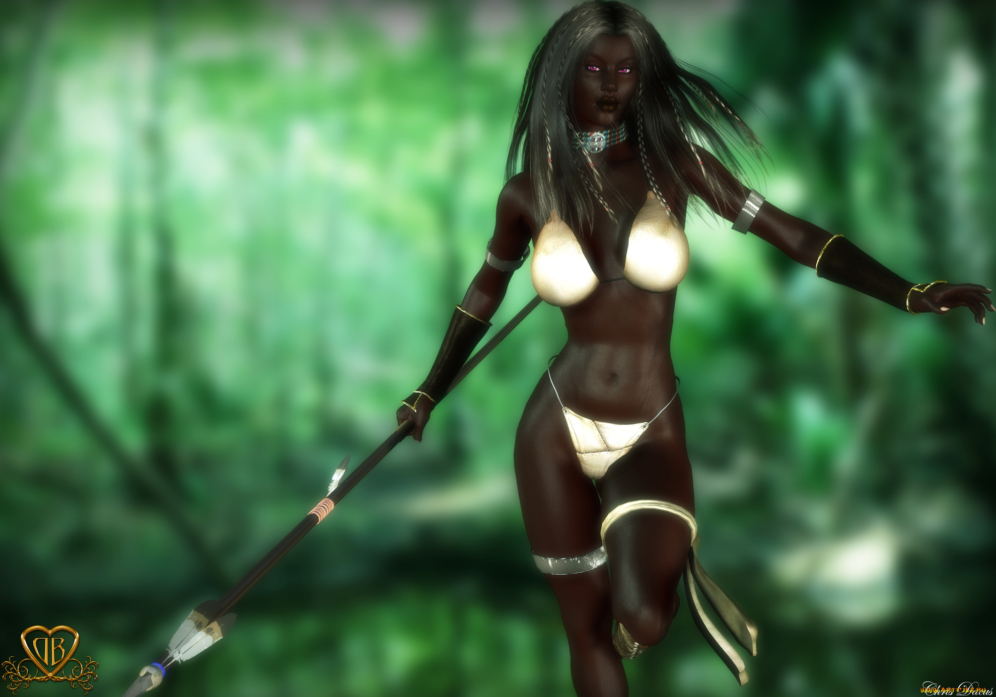 3д, графика, фантазия, , fantasy, копье, взгляд, девушка