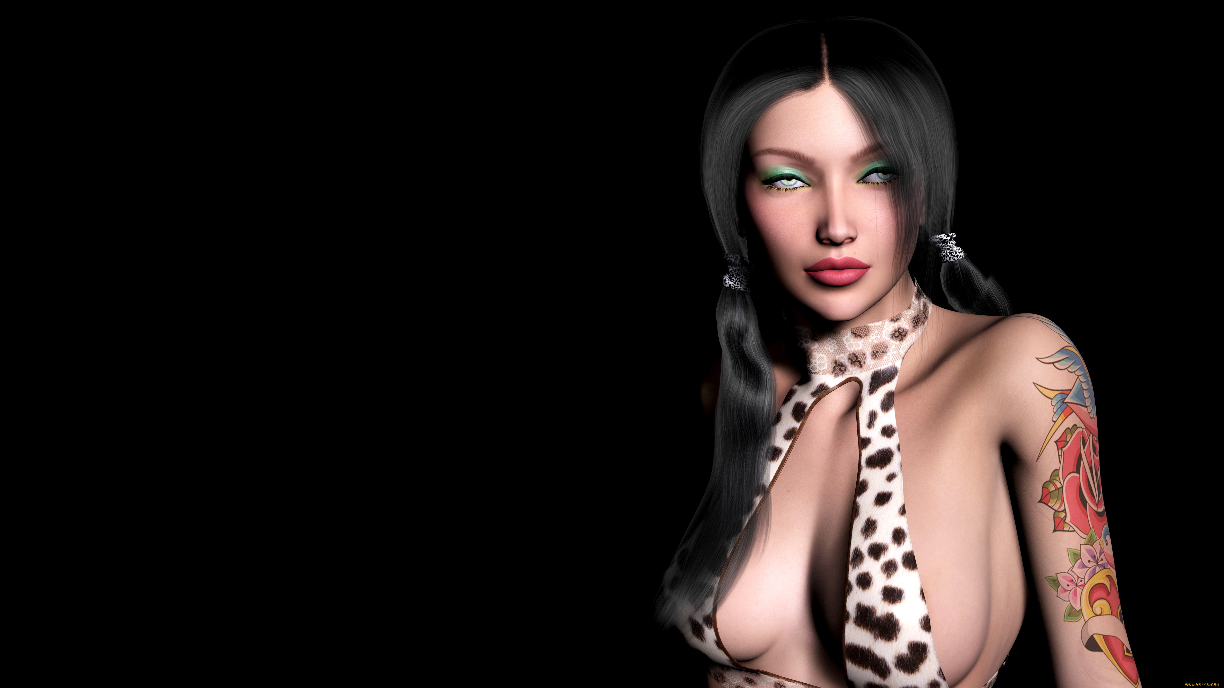 3д, графика, люди, , people, девушка, взгляд, фон