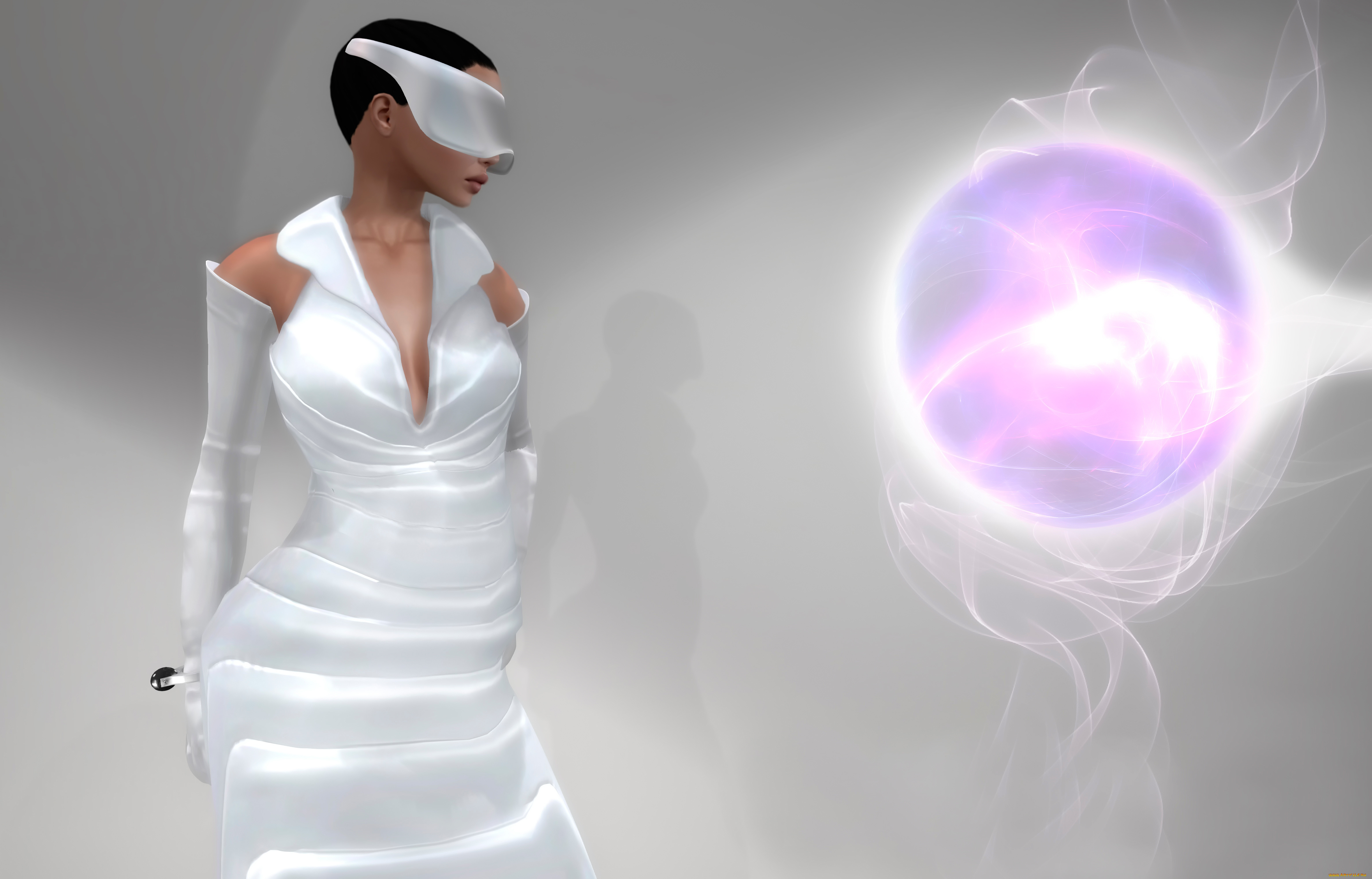 3д, графика, фантазия, , fantasy, рендер, девушка, сфера