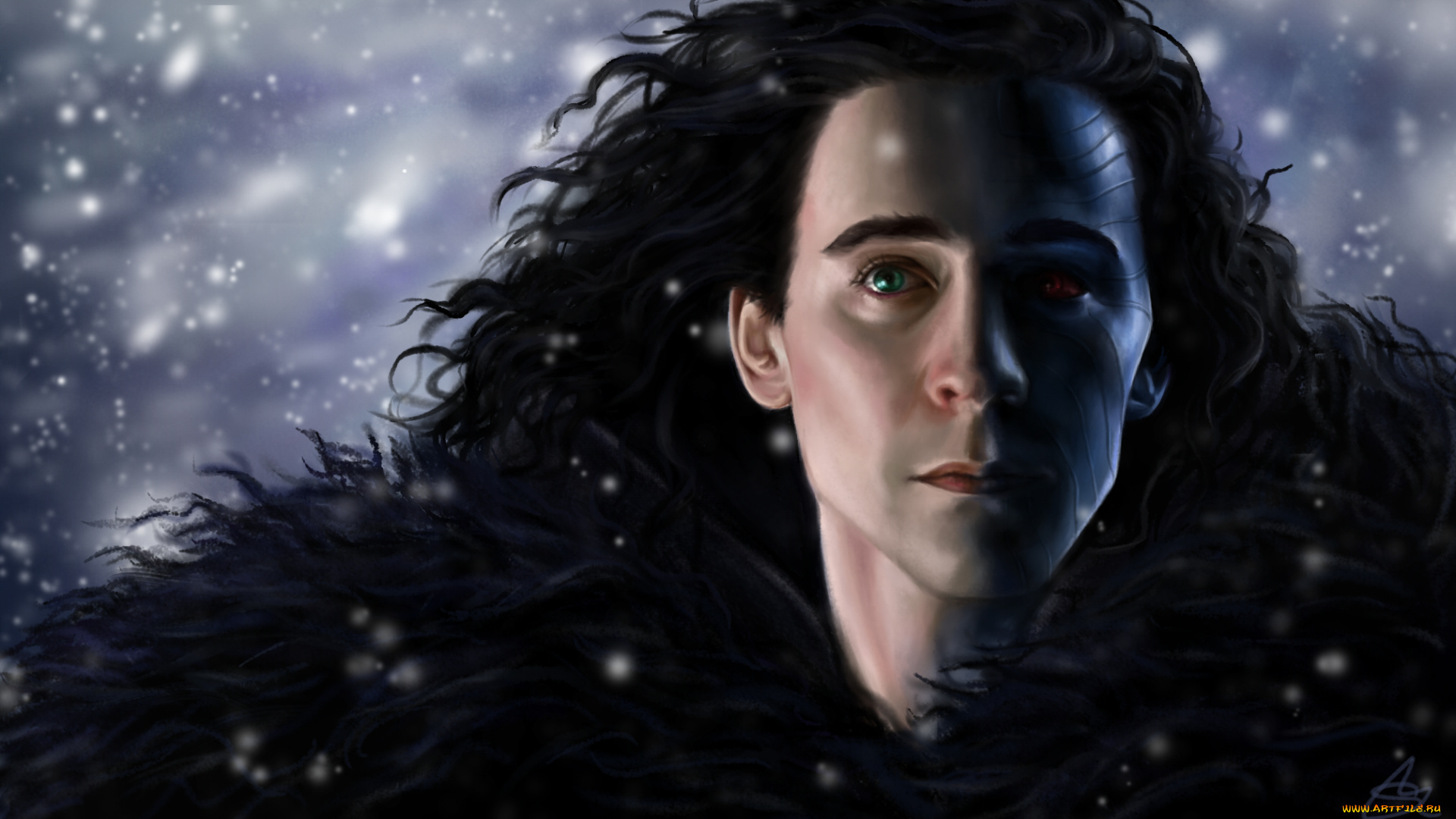 рисованное, кино, тор, лицо, локи