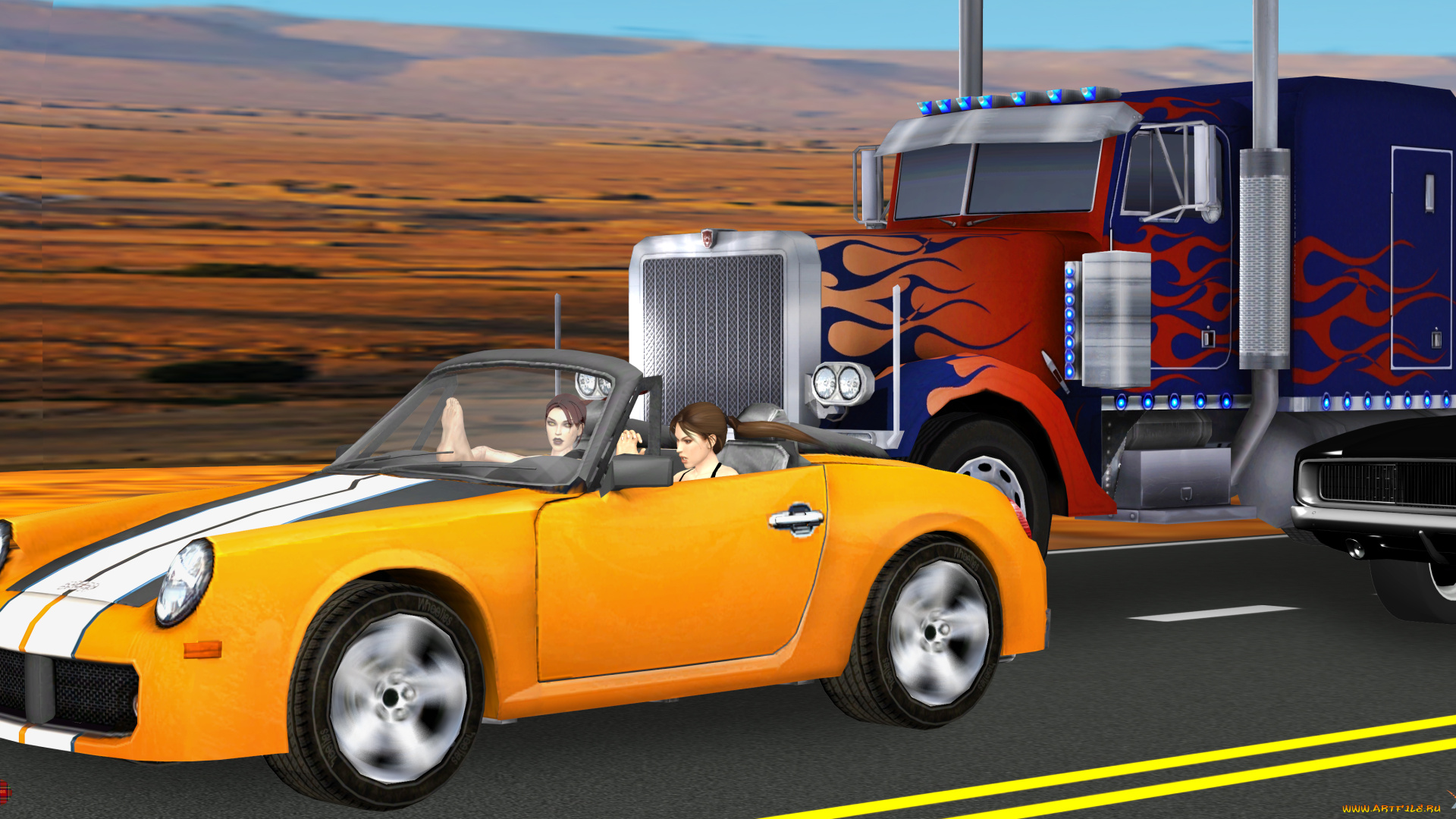 3д, графика, люди-авто, мото, , people-, car, , , moto, девушки, автомобиль, фон, взгляд