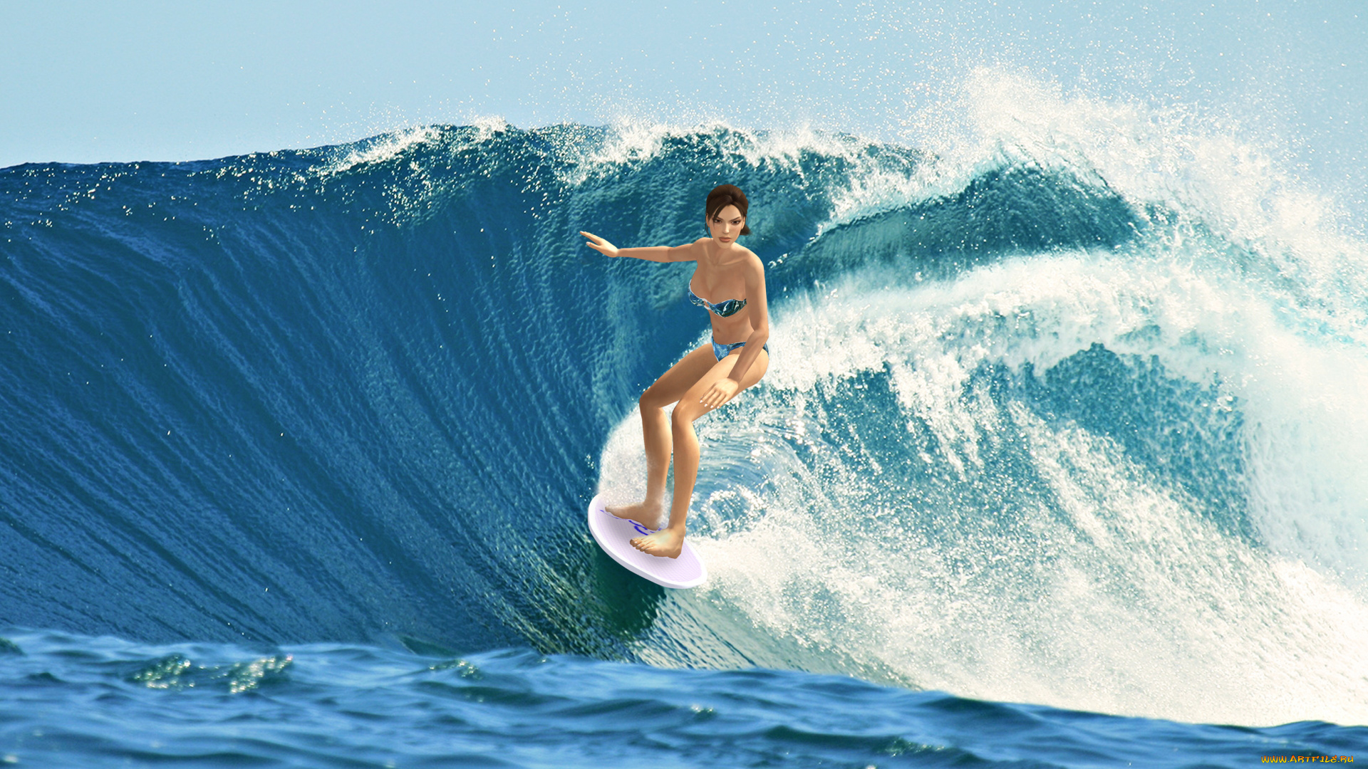3д, графика, спорт, , sport, серфинг, волны, девушки, взгляд, фон, море