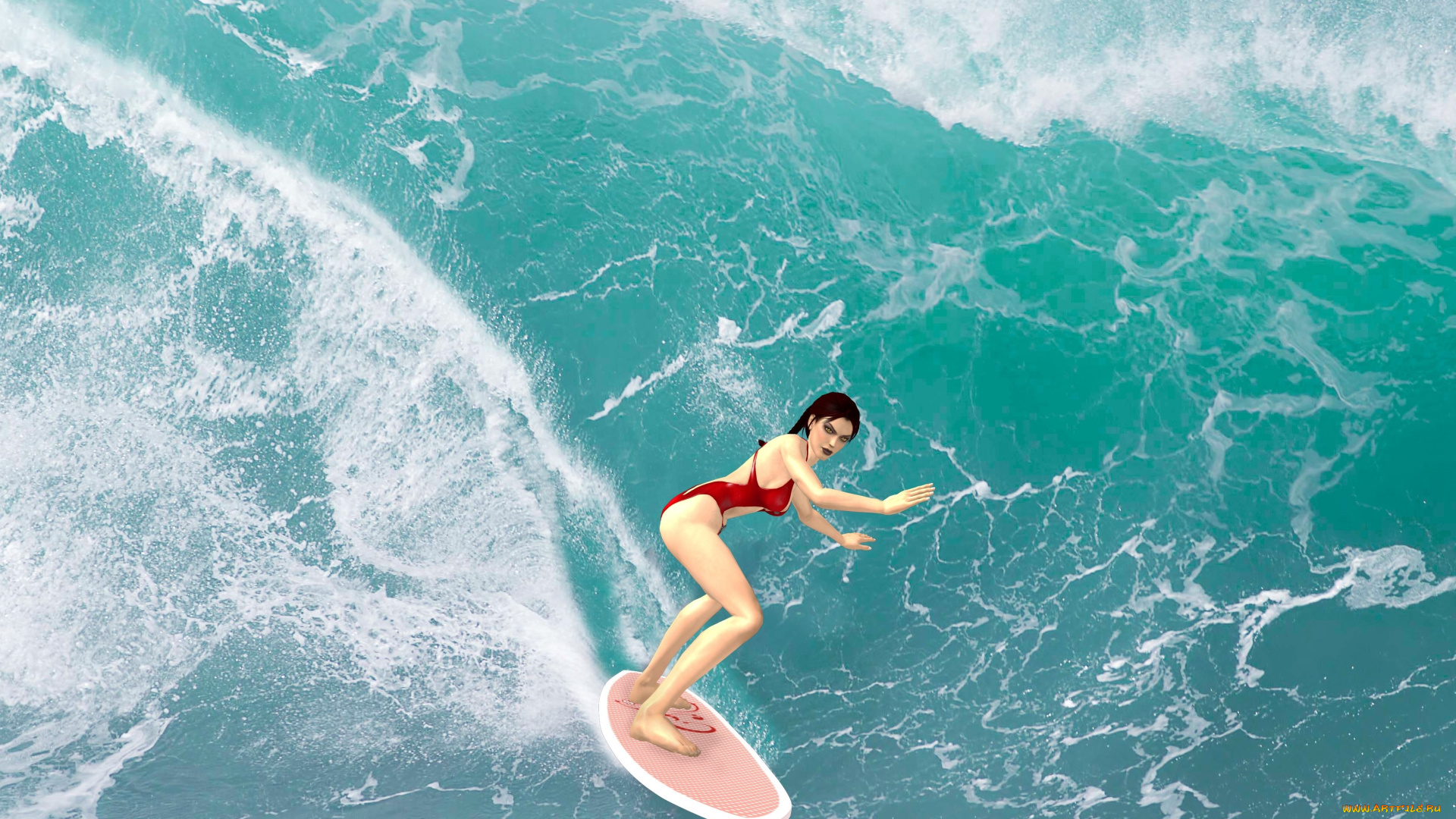 3д, графика, спорт, , sport, волны, море, взгляд, фон, девушки, серфинг