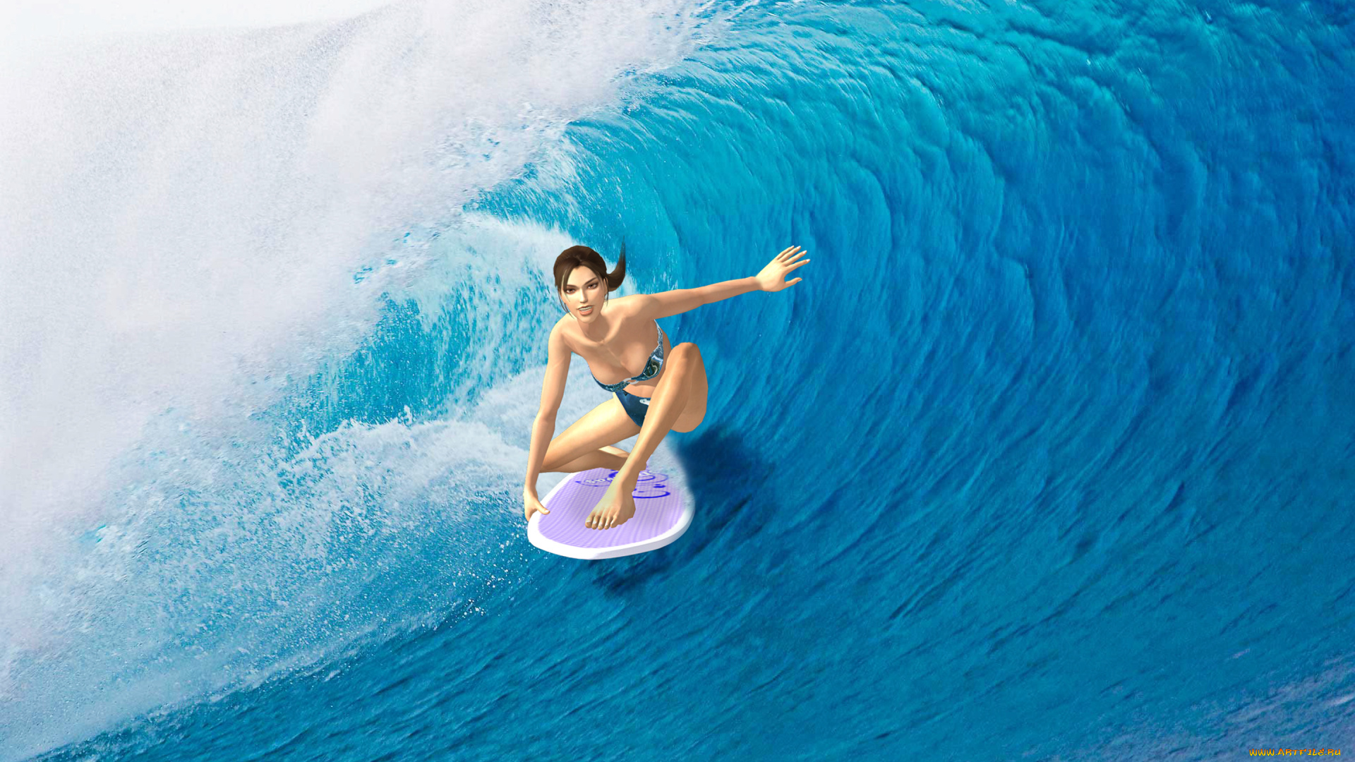 3д, графика, спорт, , sport, взгляд, волны, девушка, море, фон, серфинг