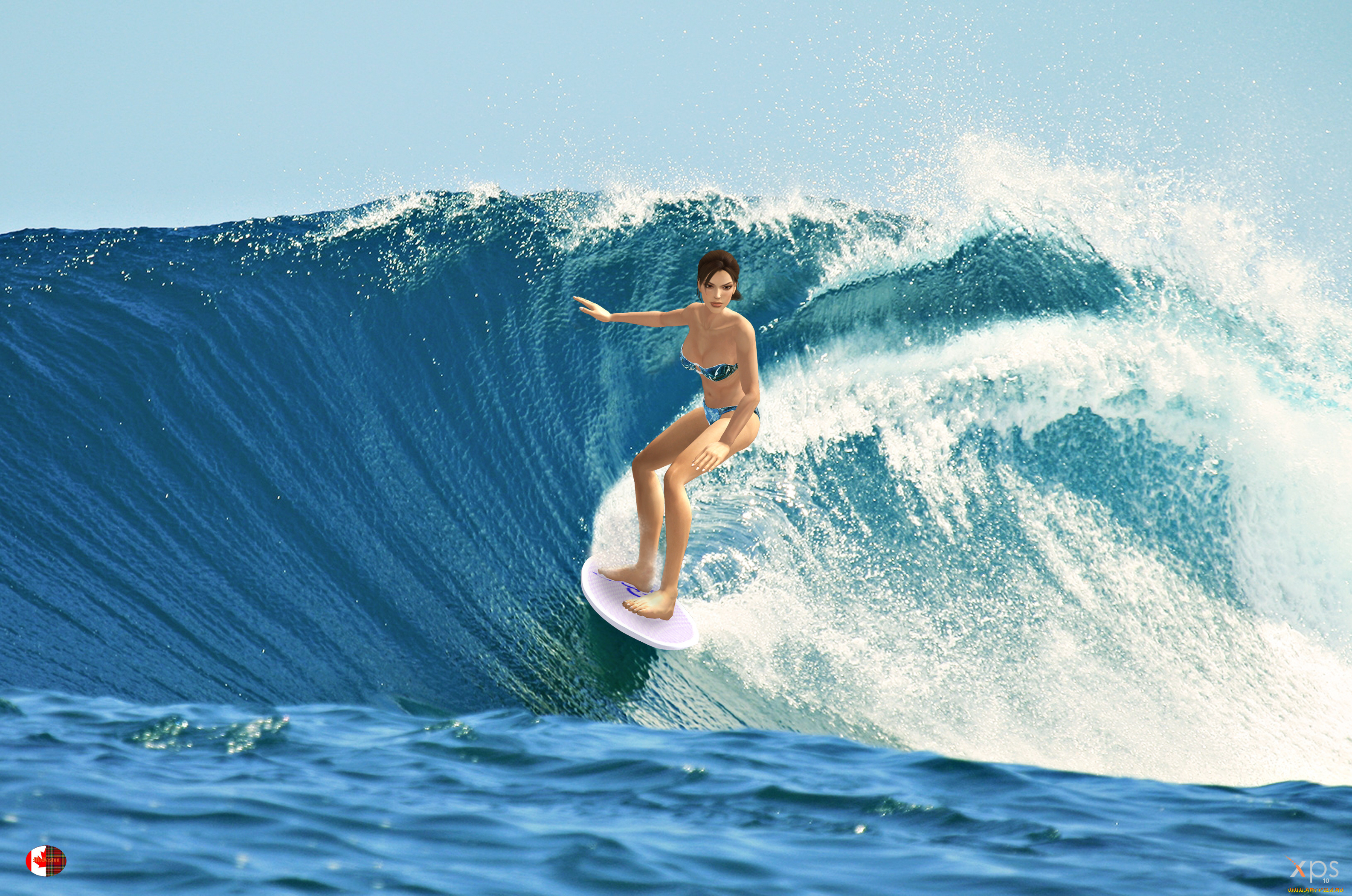 3д, графика, спорт, , sport, серфинг, волны, девушки, взгляд, фон, море