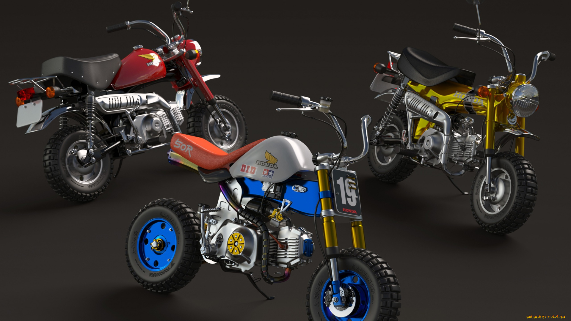 мотоциклы, honda, три, стиль, минибайки