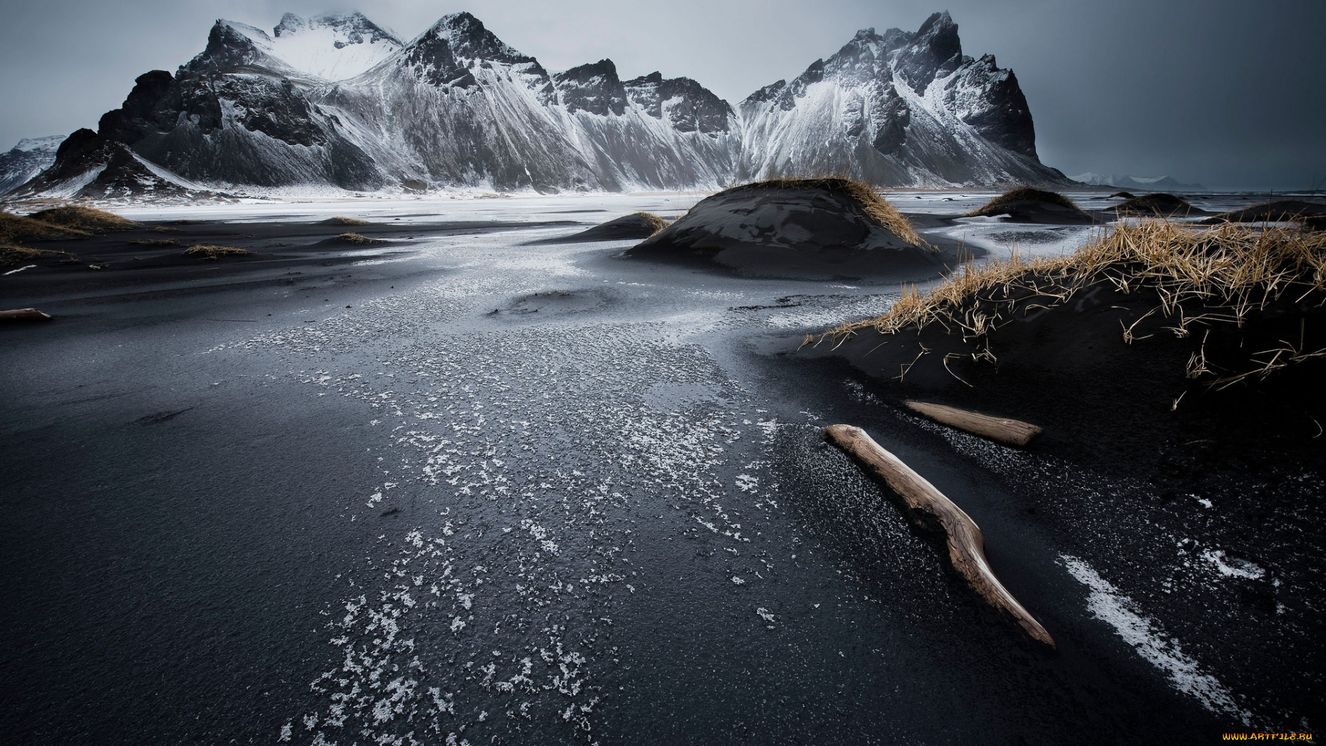 природа, горы, исландия, берег, море