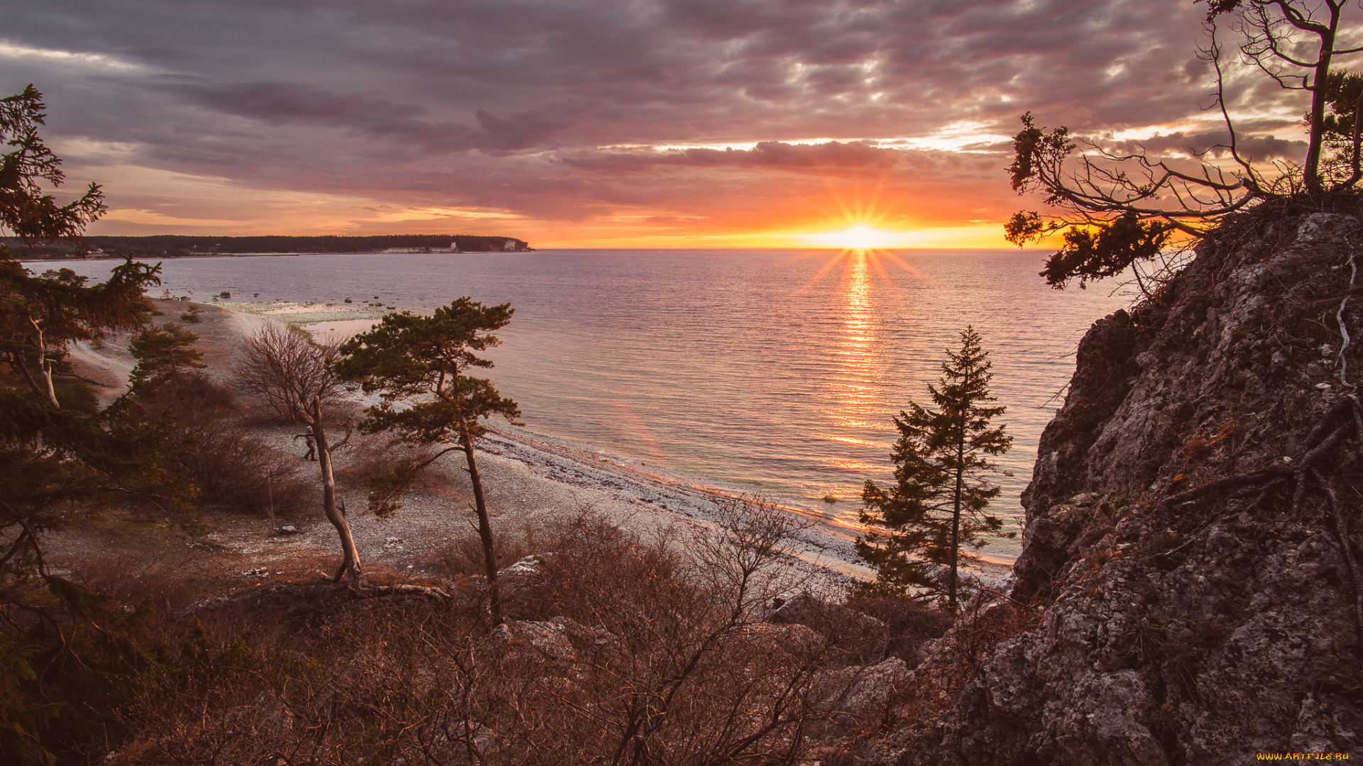 природа, побережье, простор