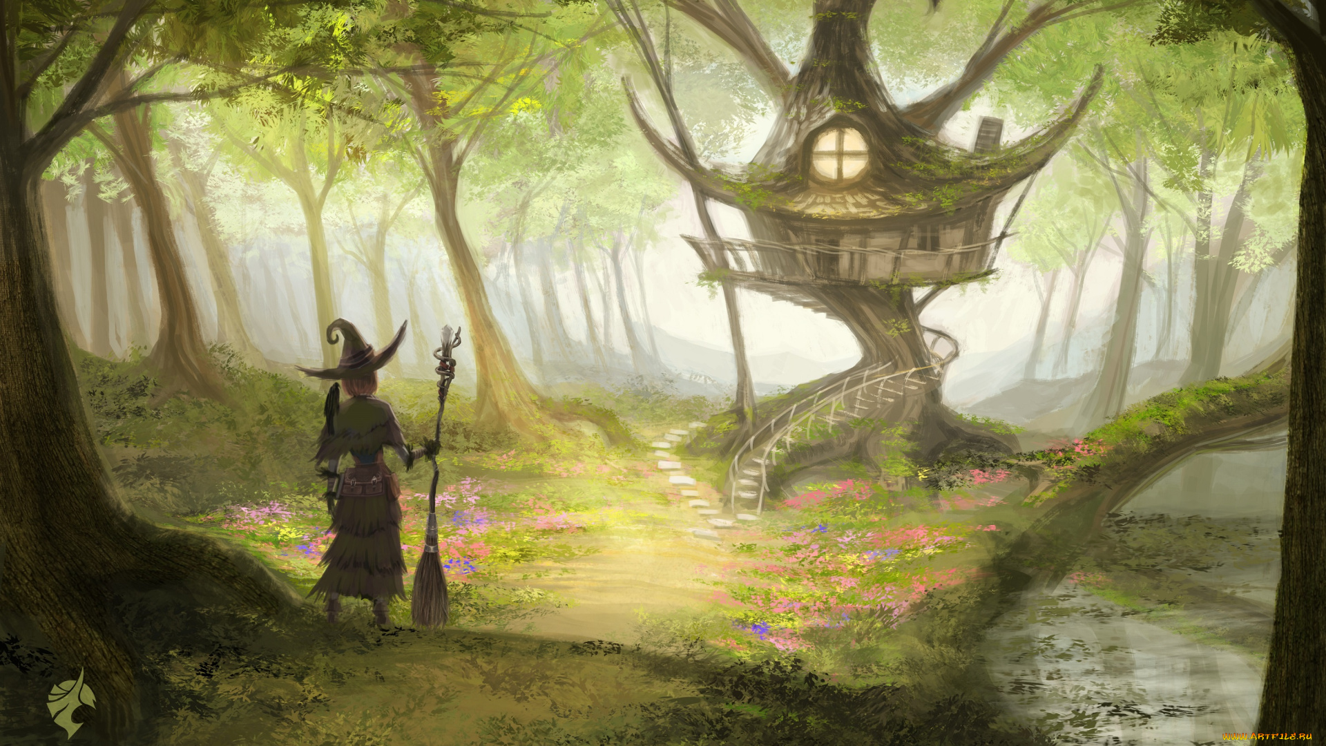 фэнтези, пейзажи, избушка