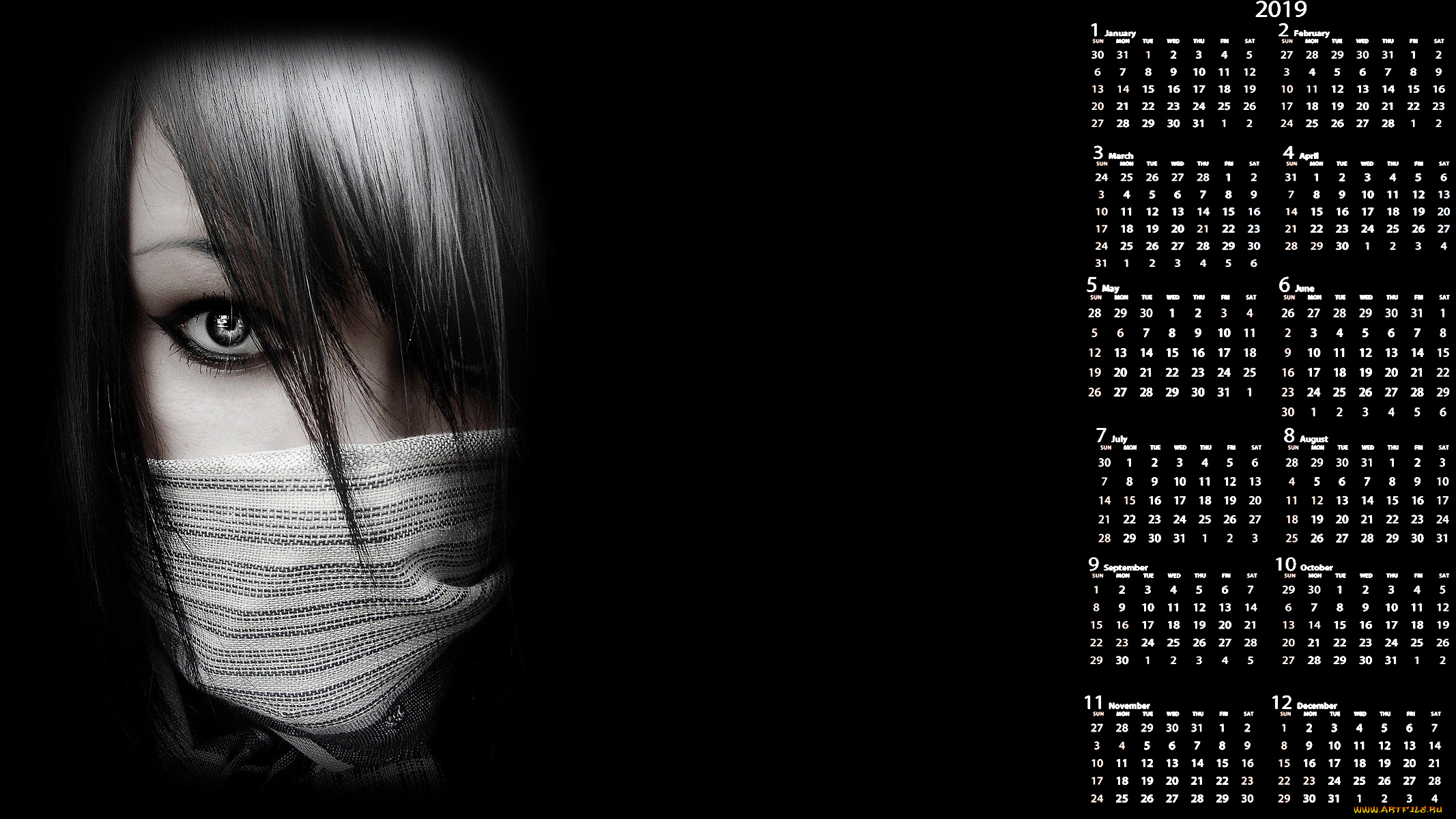 календари, фэнтези, повязка, девушка, взгляд, лицо