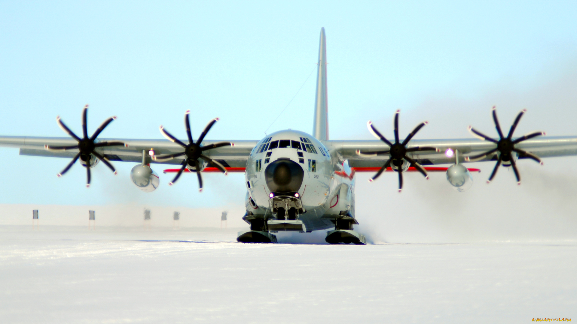 авиация, грузовые, самолёты, зима, самолет, посадка, пропелеры