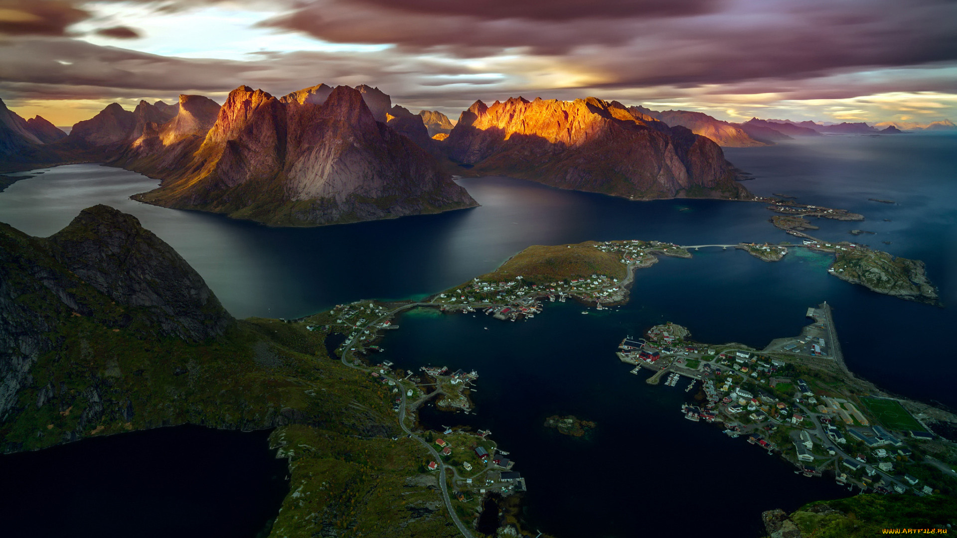 города, лофотенские, острова, , норвегия, горы, фьорд, дома