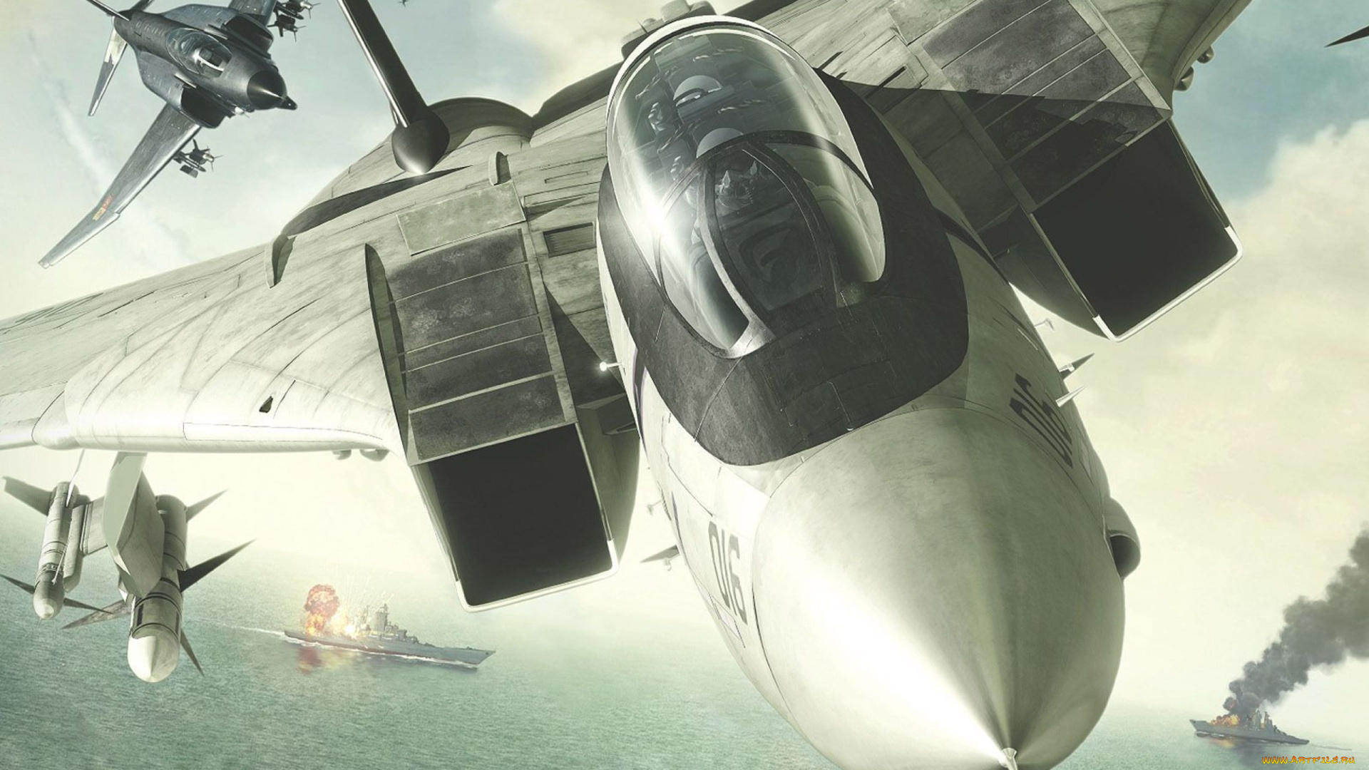 видео, игры, ace, combat, x, , skies, of, deception, самолеты, корабли, море, небо, бомбы