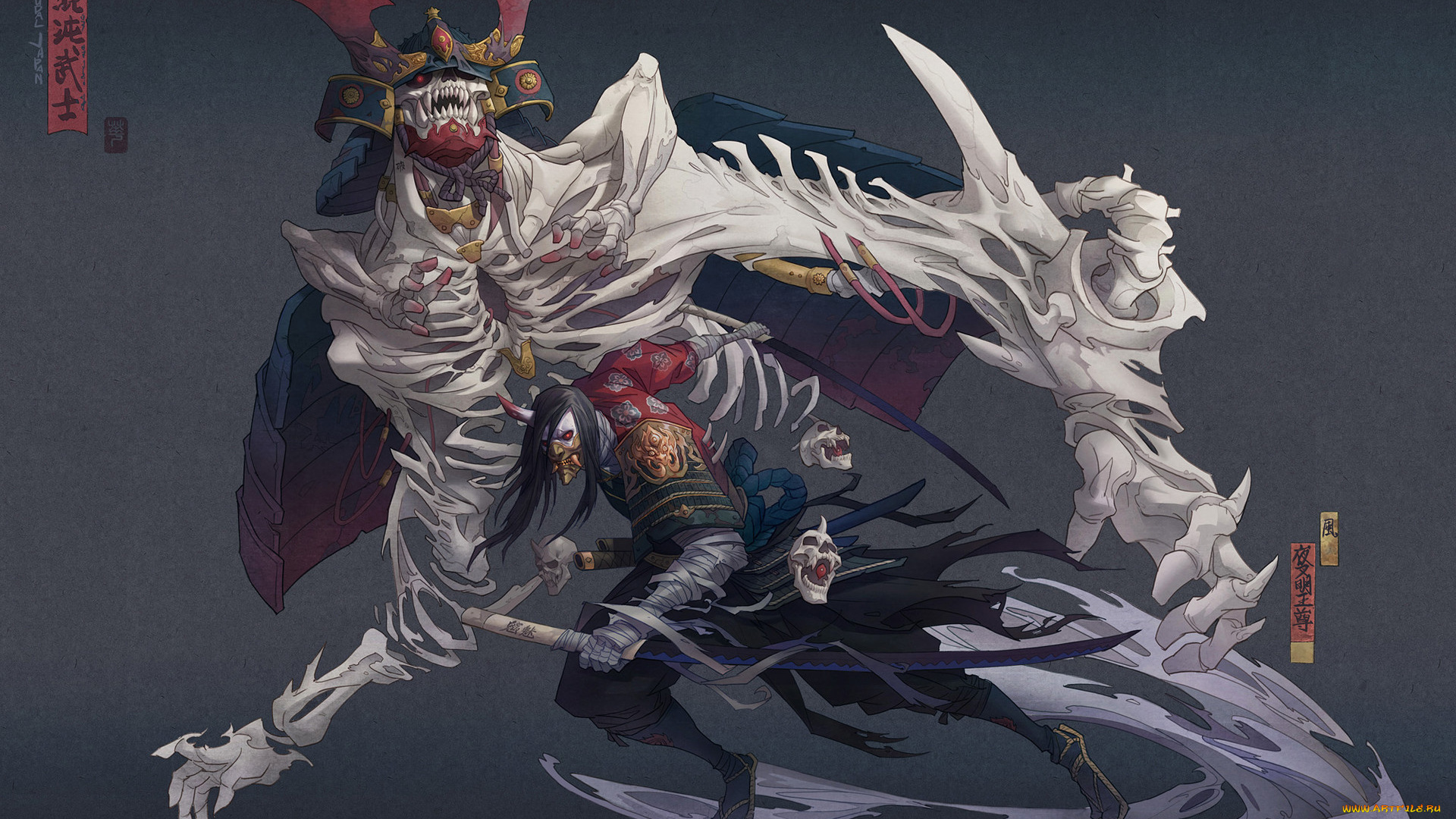 фэнтези, демоны, демон, самурай