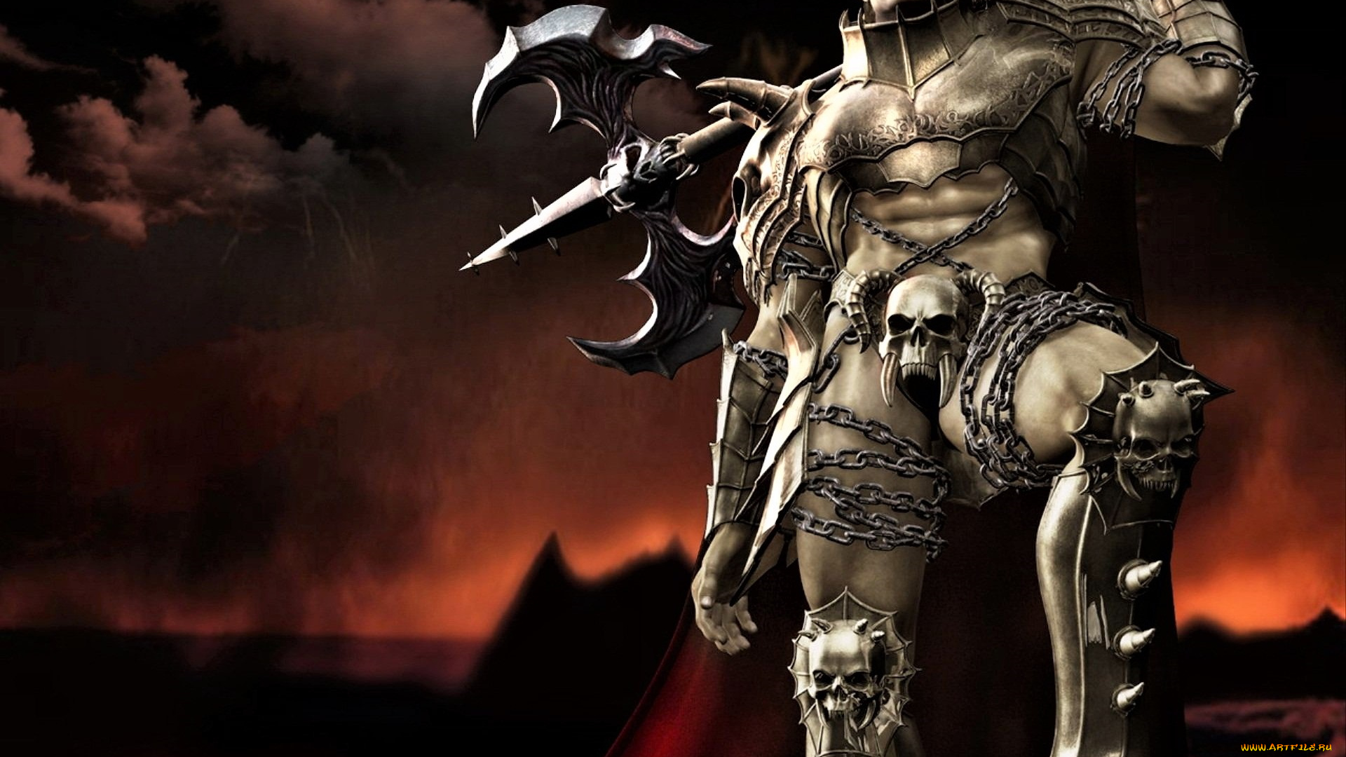 видео, игры, shaiya, , light, and, darkness, воин, оружие, цепи, черепа