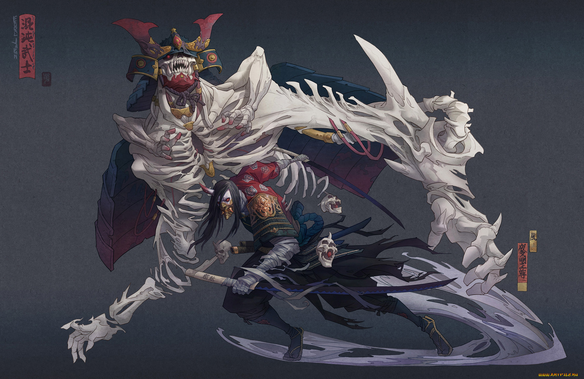 фэнтези, демоны, демон, самурай