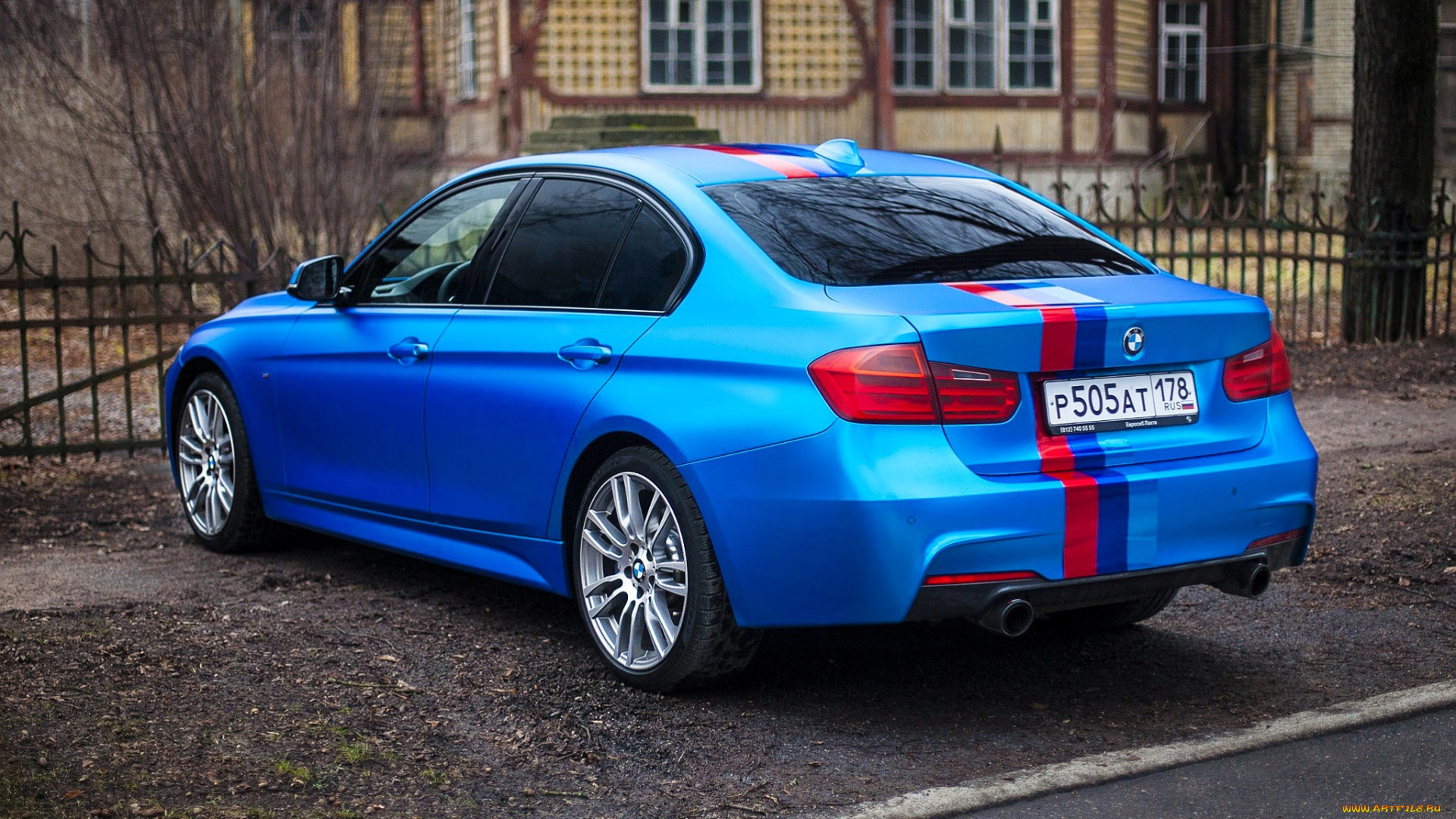 bmw, 3, автомобили, bmw, синий, забор, дом, осень