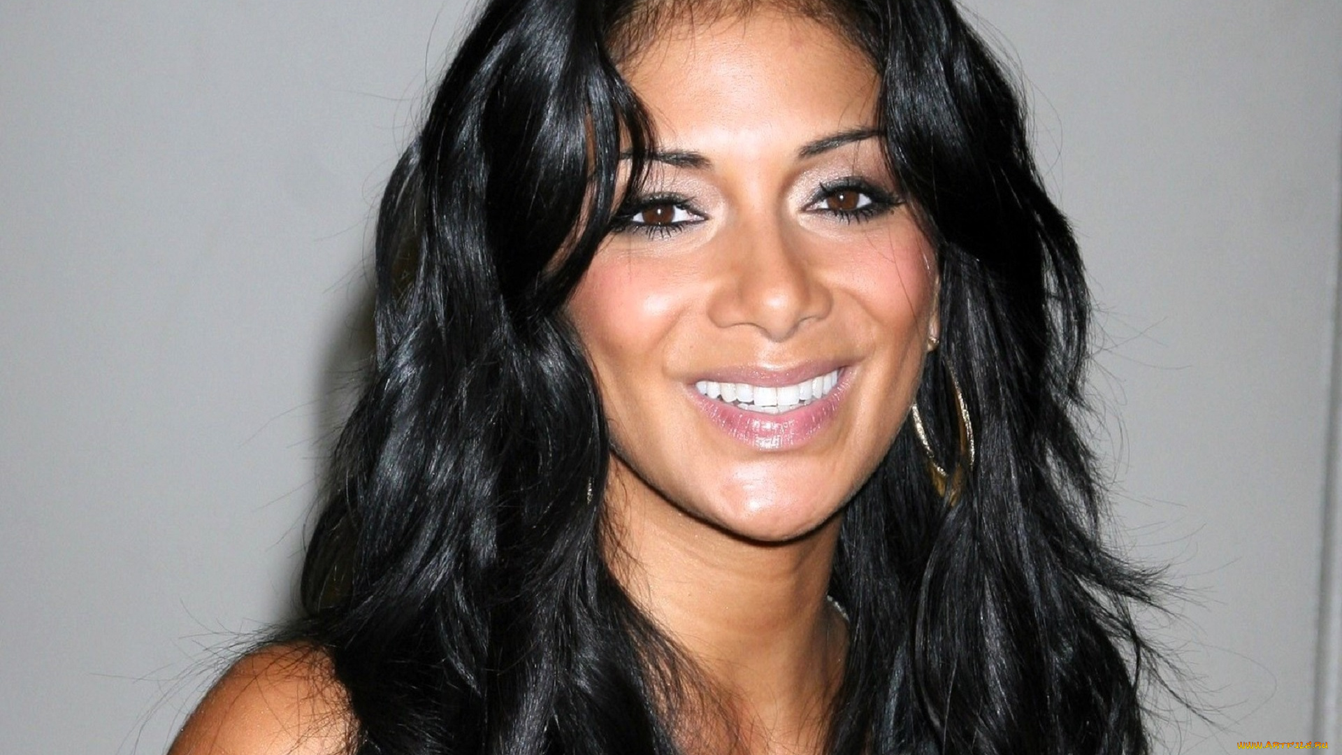 девушки, nicole, scherzinger, брюнетка, лицо, улыбка