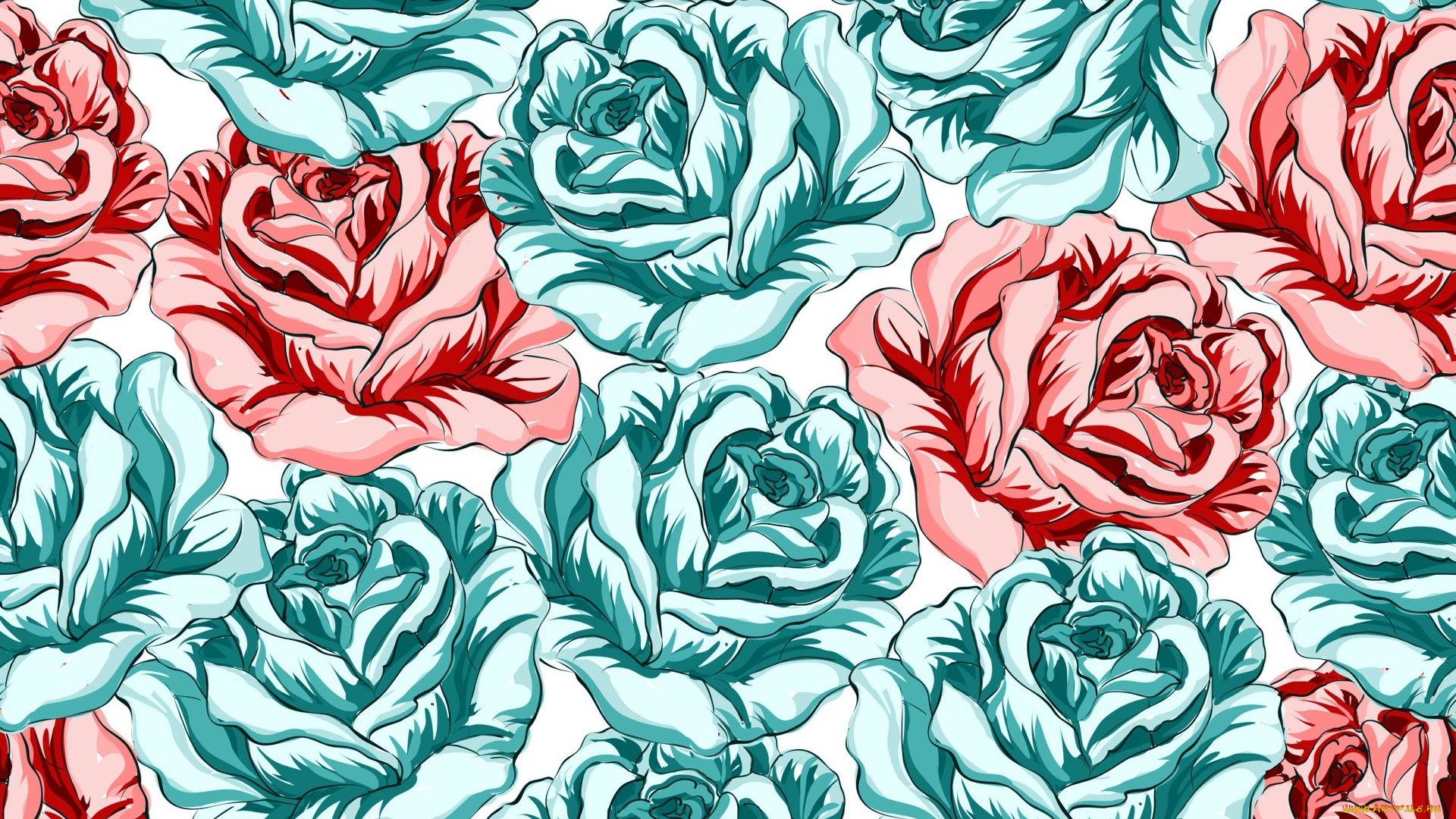 рисованное, цветы, розы