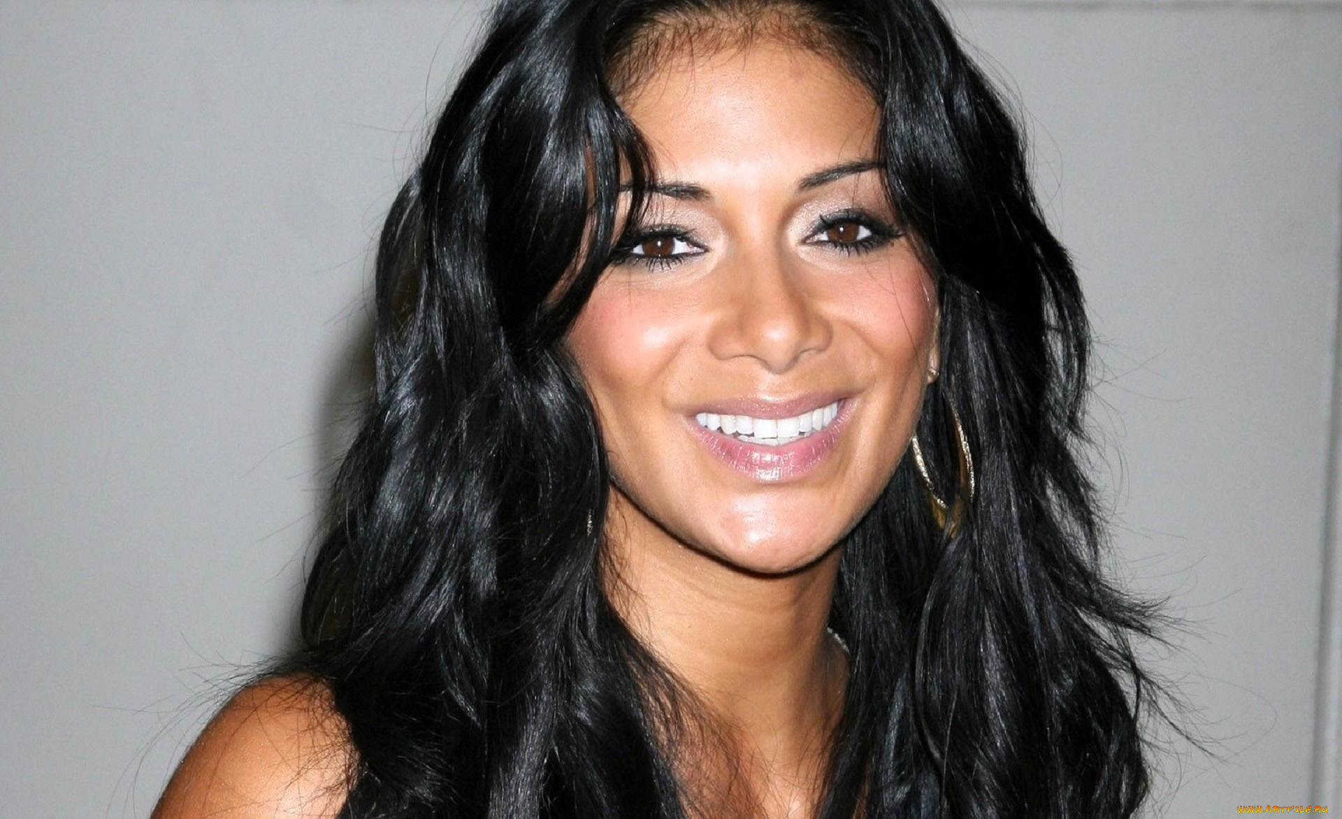 девушки, nicole, scherzinger, брюнетка, лицо, улыбка