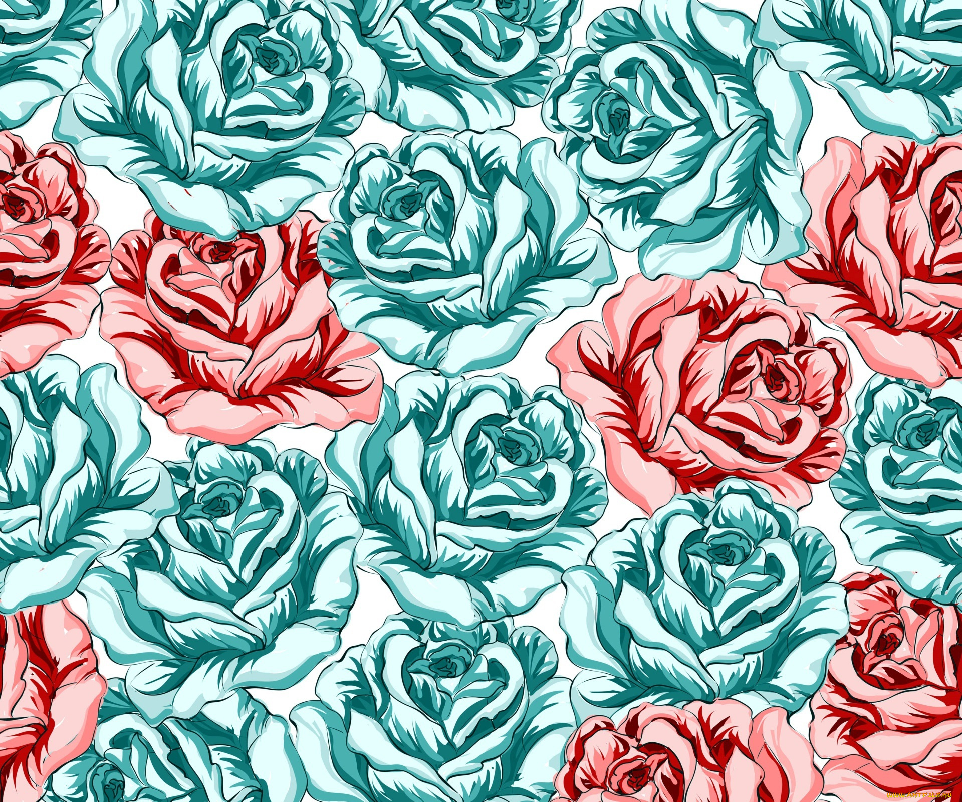 рисованное, цветы, розы