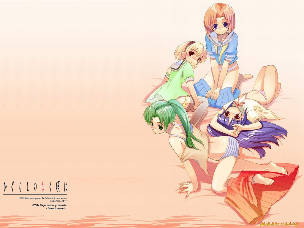 аниме, higurashi, no, naku, koro, ni, ryuuguu, rena, furude, rika, houjou, satoko, sonozaki, mion