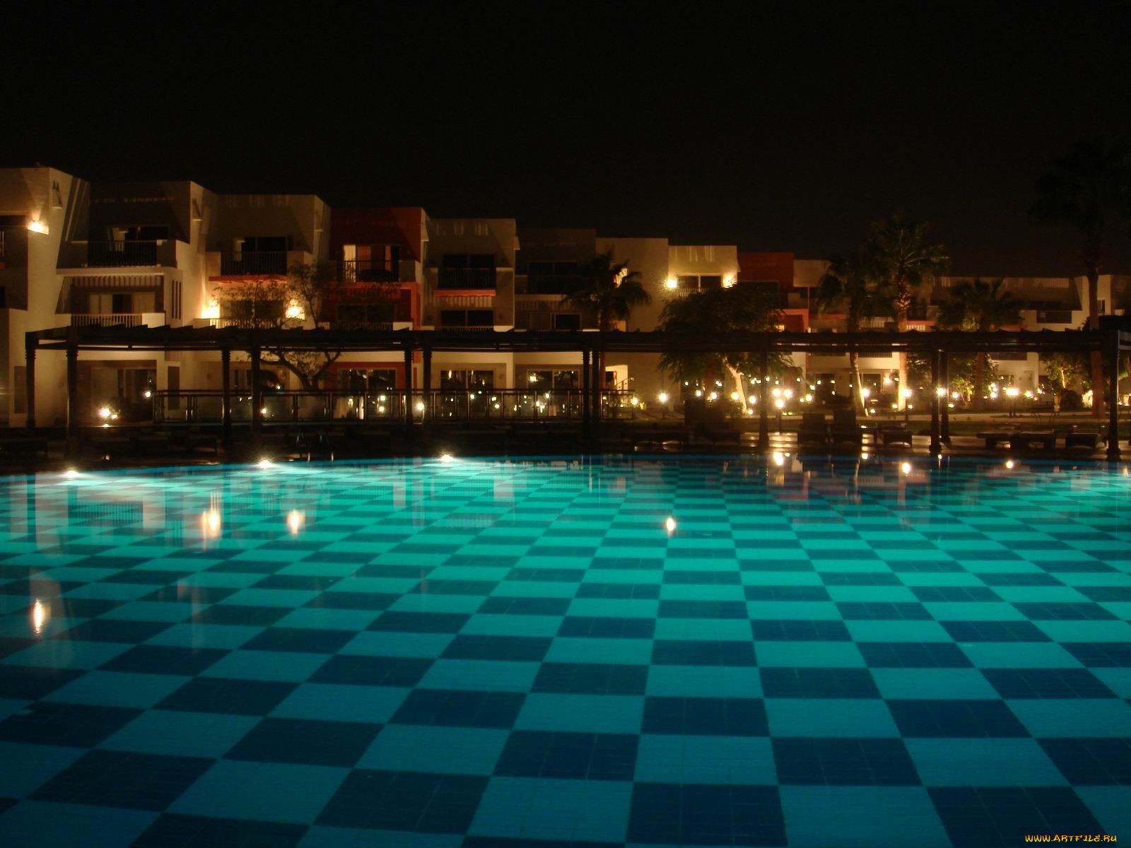 отель, sentido, хургада, города, огни, ночного