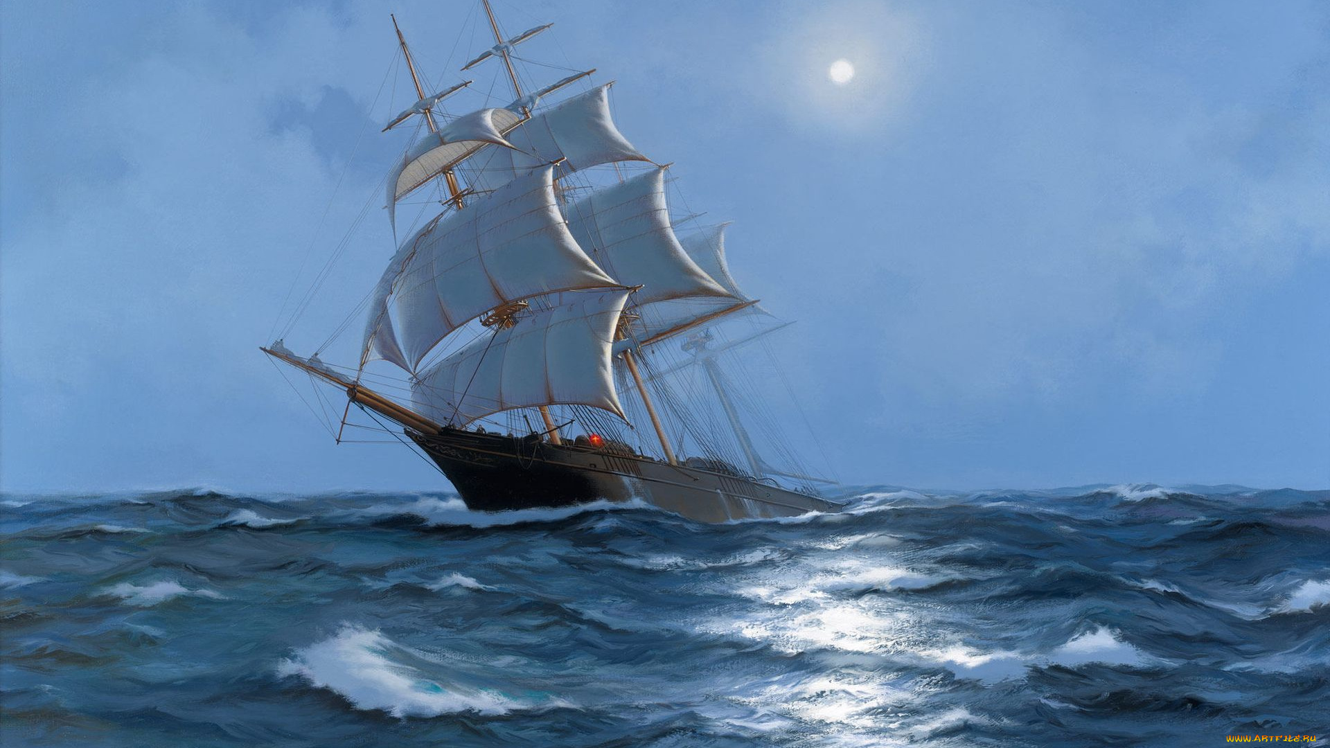 james, brereton, рисованные, парусник, море