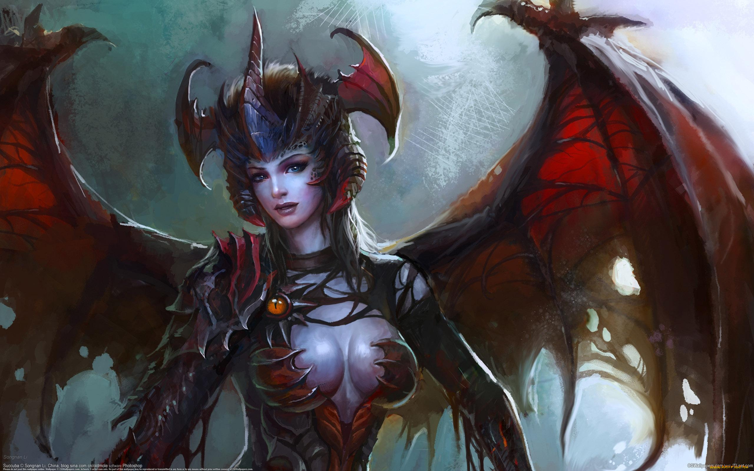 songnan, li, фэнтези, демоны, девушка, демоница