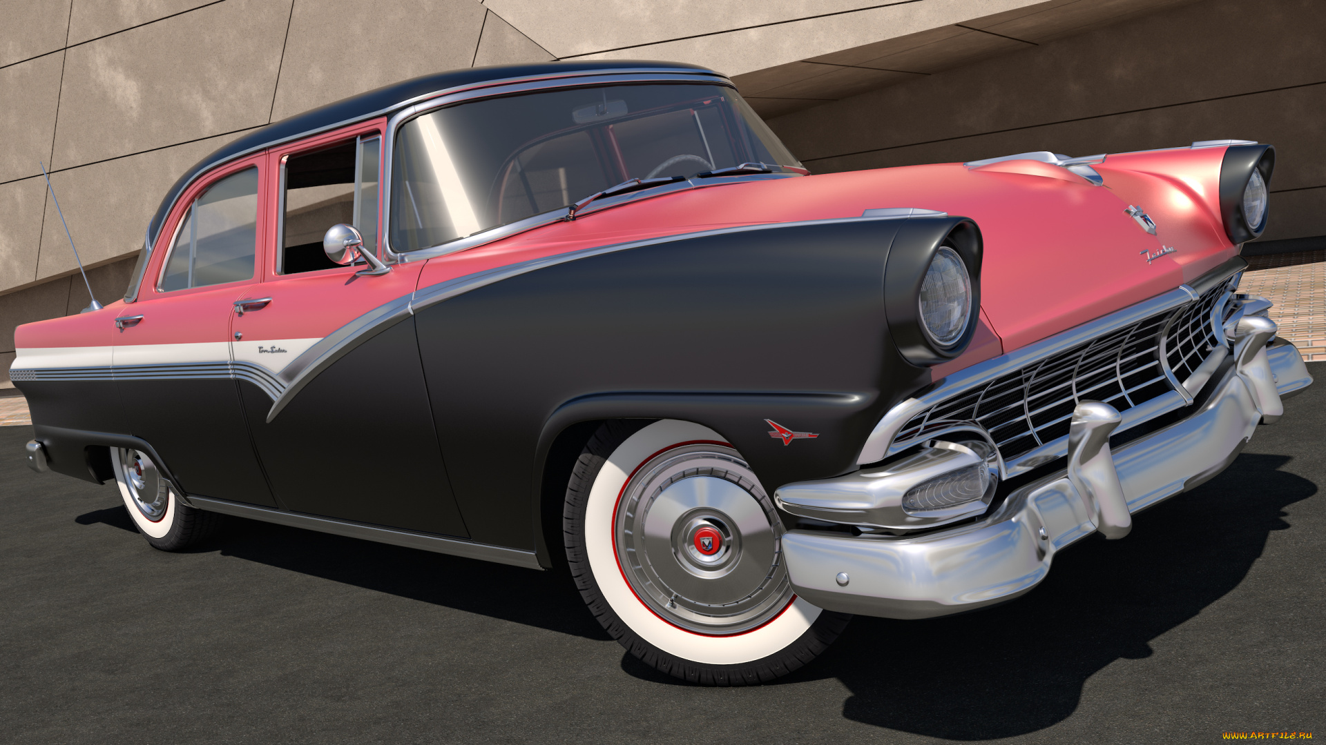 автомобили, 3д, 1956, ford, fairlane, town, sedan