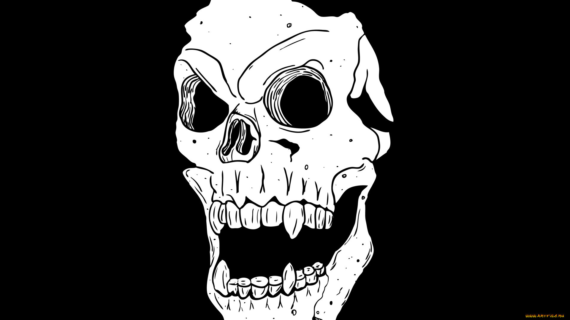 рисованные, минимализм, череп