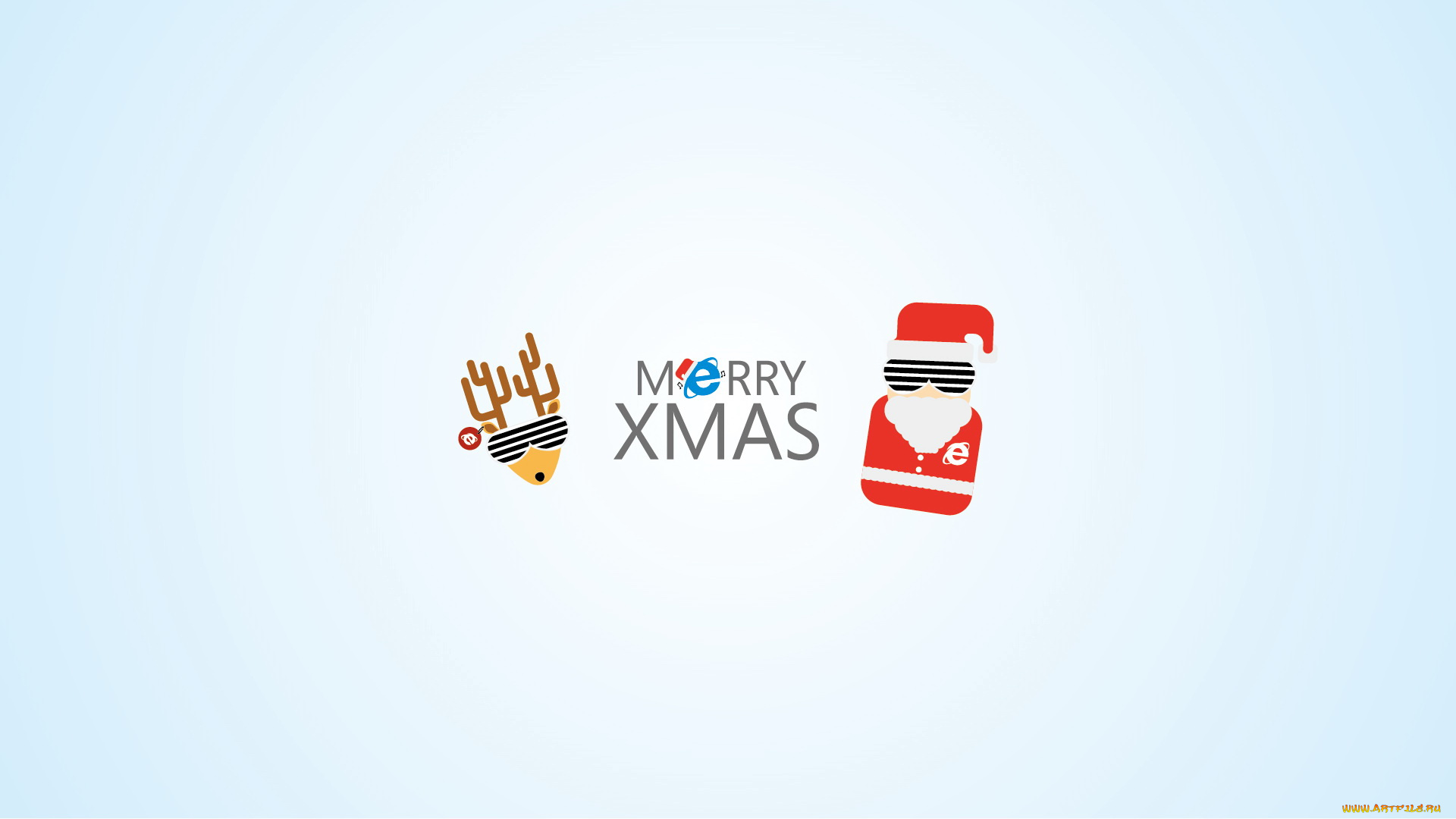 рисованные, минимализм, дед, мороз, олень