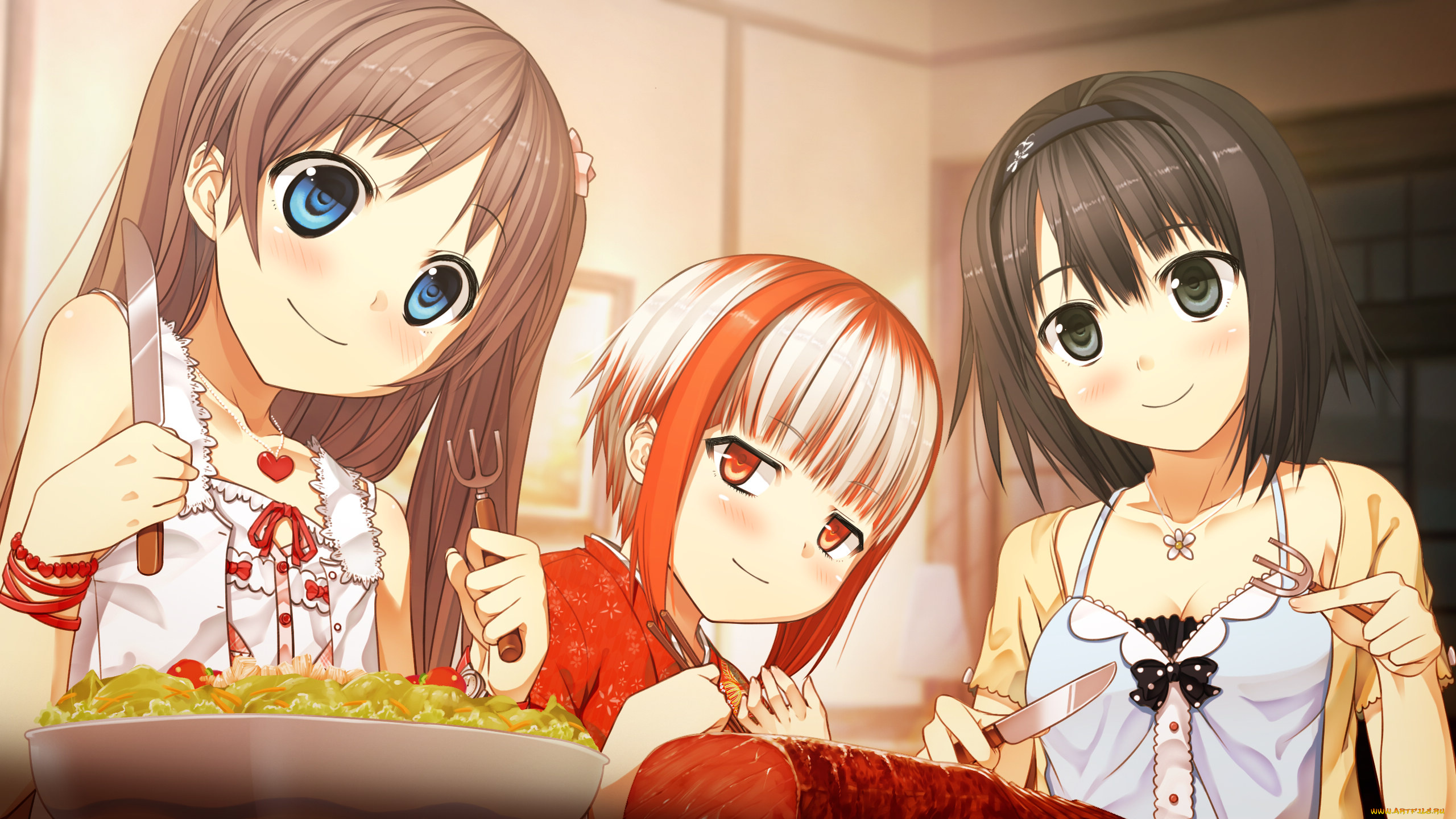 monobeno, аниме, девушки, кулон