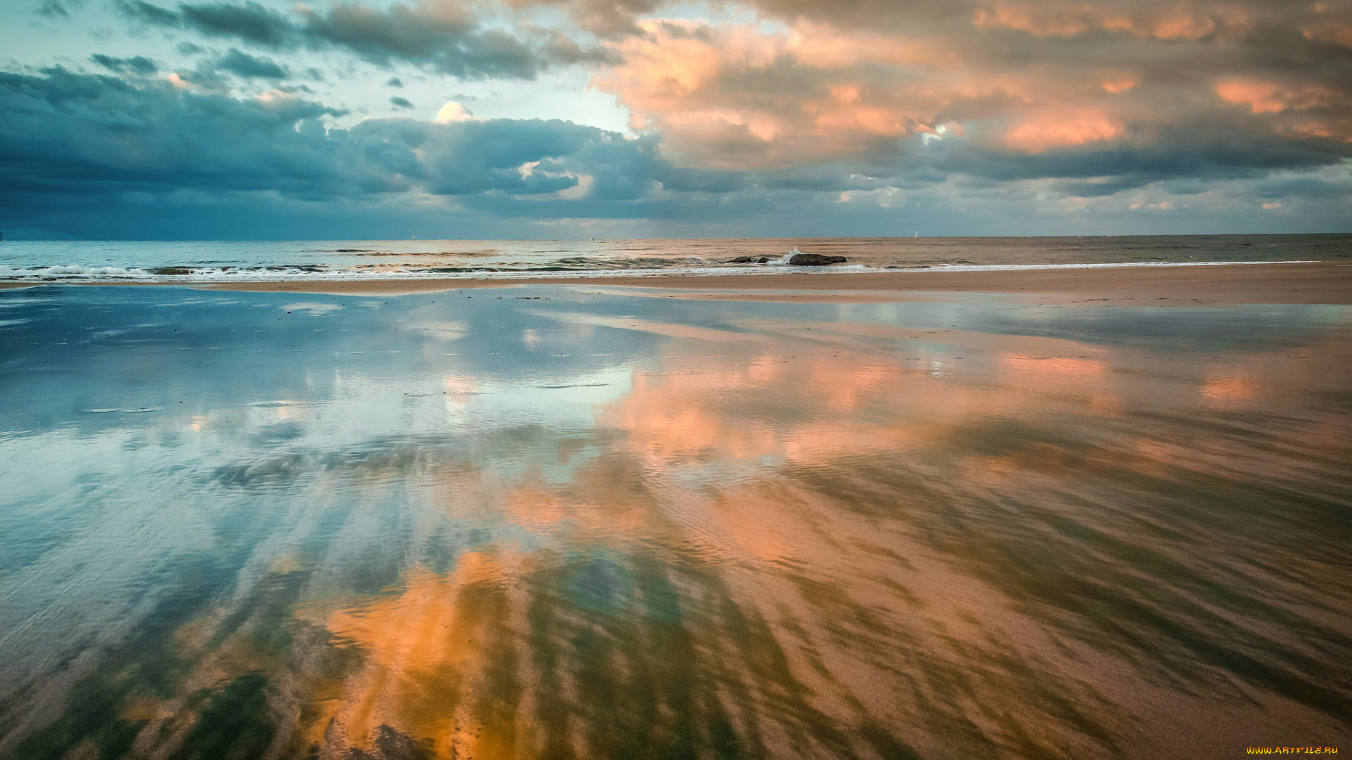 природа, моря, океаны, отражение, озеро, пейзаж, igor, galarza, облака, небо, закат