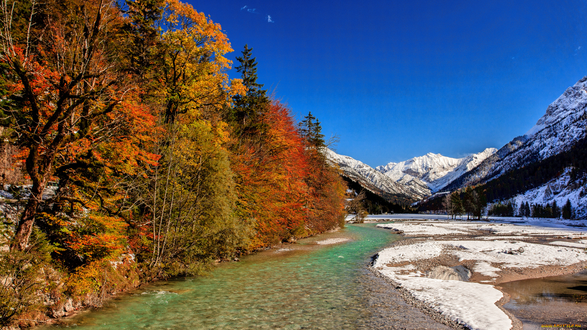 природа, реки, озера, горы, лес, река, осень