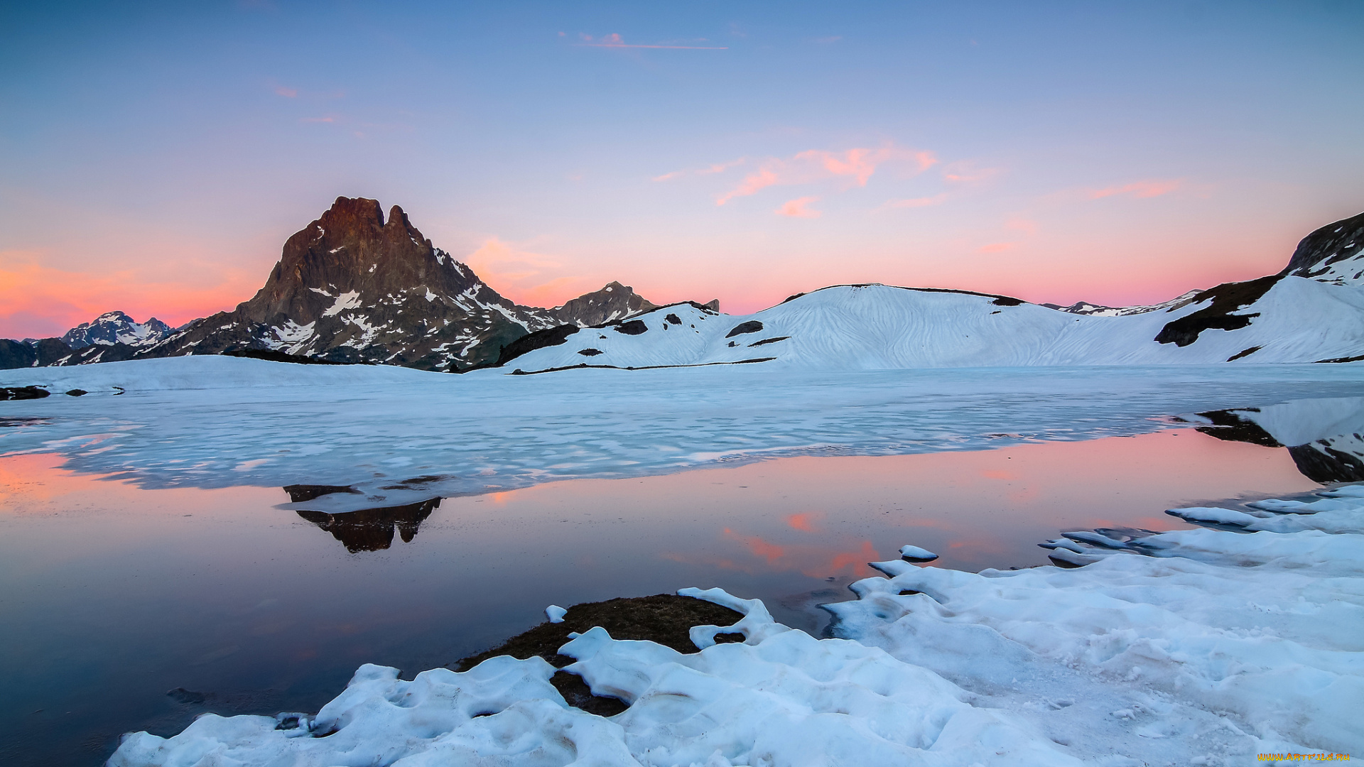 природа, реки, озера, пейзаж, отражение, озеро, горы, igor, galarza, облака, закат, небо