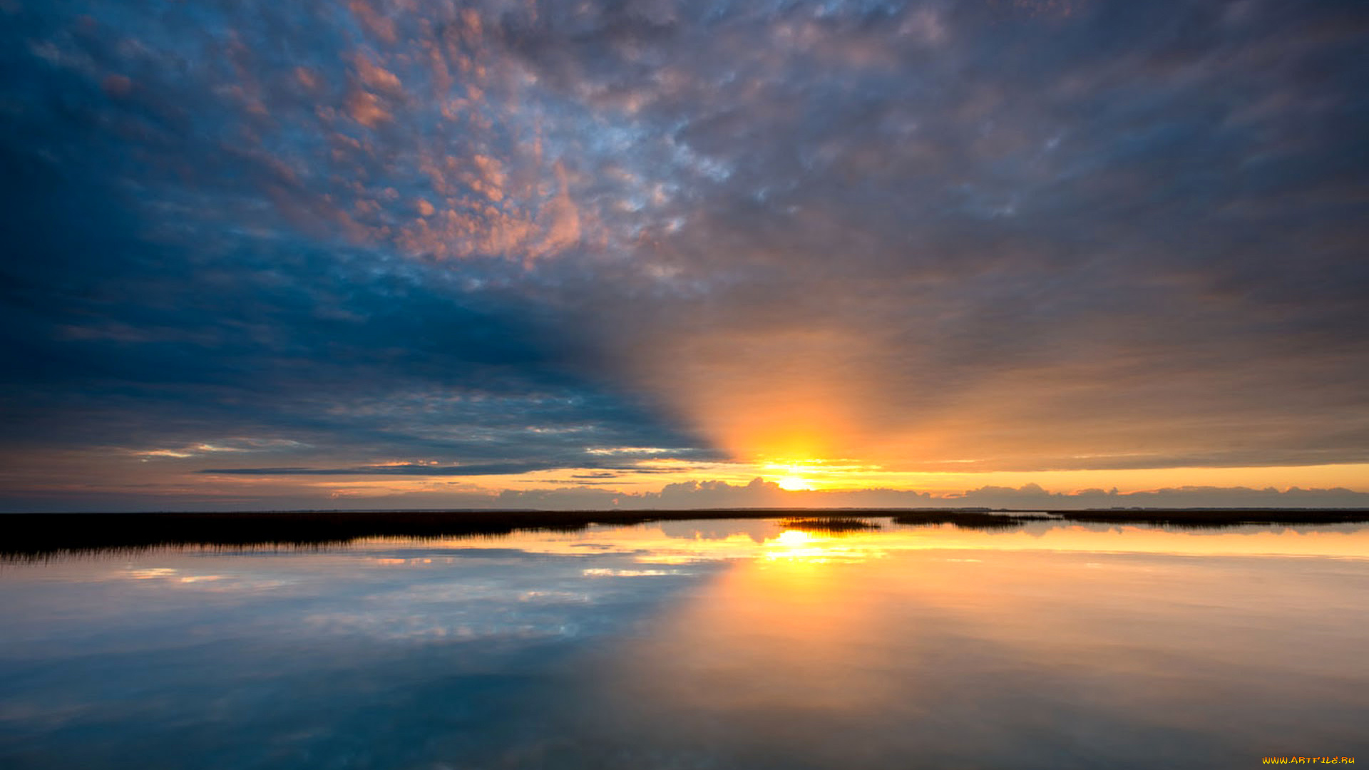 природа, восходы, закаты, море, горизонт, закат, облака, небо